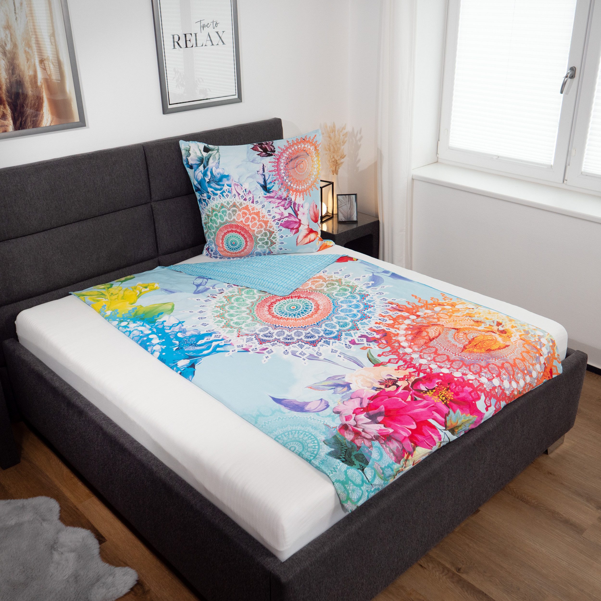 hip Bettwäsche Baumwolle, Renforcé, 2 teilig, farbenfrohe Mandalas, blauer günstig online kaufen