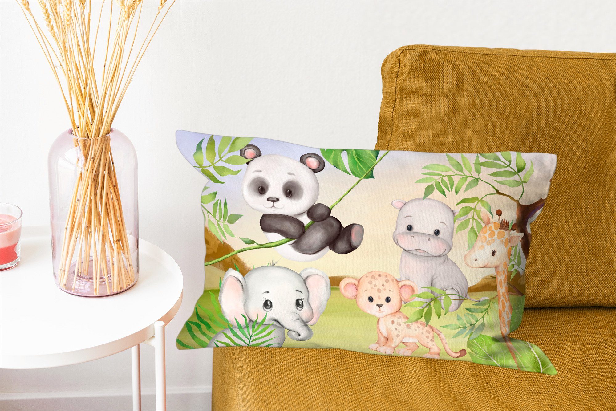 Dekoration, mit Kinder Dekokissen Schlafzimmer Füllung, Dekokissen Panda, MuchoWow - Zierkissen, - Wohzimmer Dschungeltiere