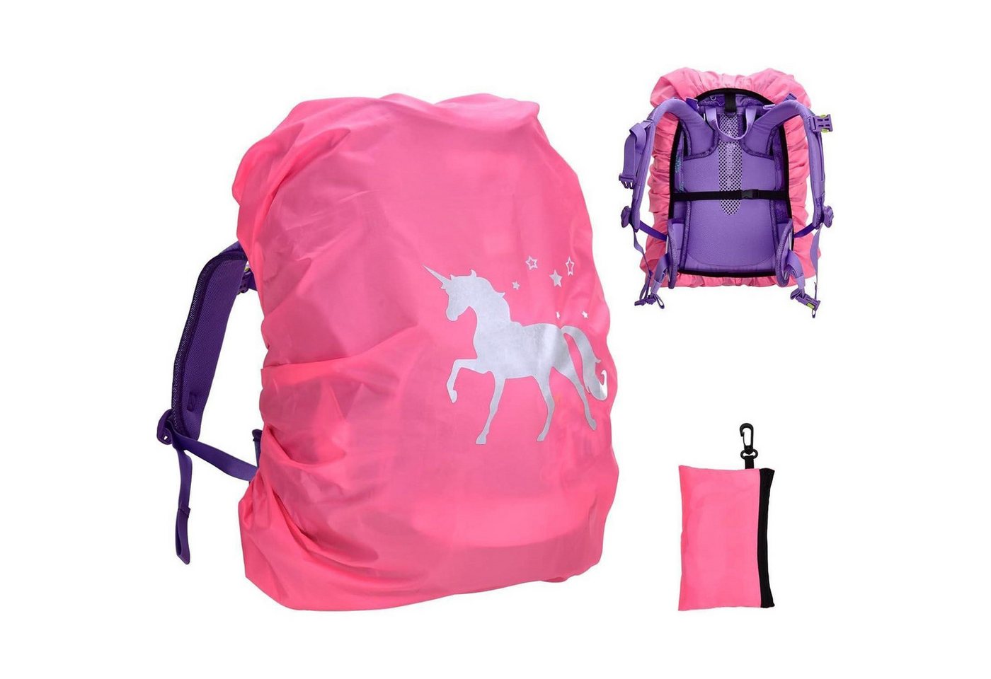 LuxusKollektion Rucksack-Regenschutz Regenschutzhülle Schulranzen Reflektoren Kinder Rosa