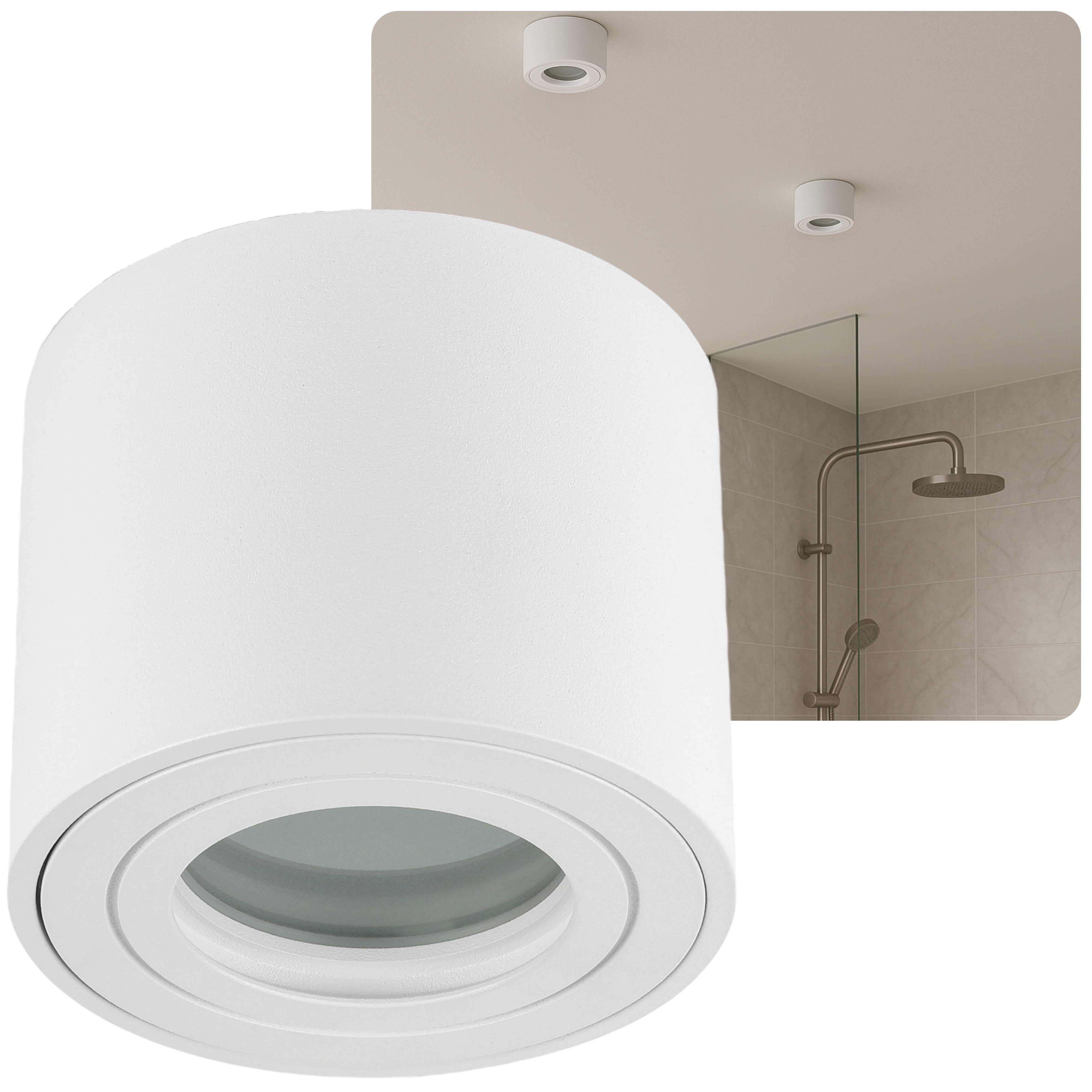 Sweet LED Aufbauleuchte flach IP44 Aluminium Deckenspot für Bad & Küche, ohne Leuchtmittel, Aufbaustrahler LED, Aufbauspot, Deckenstrahler