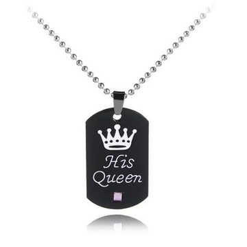 KARMA Freundschaftskette Partnerketten Edelstahl schwarz His Queen Her King (4-tlg., Paarschmuck Partnerscmuck Halsketten Liebe), Liebe Freundschaft Paare Halsketten Ketten