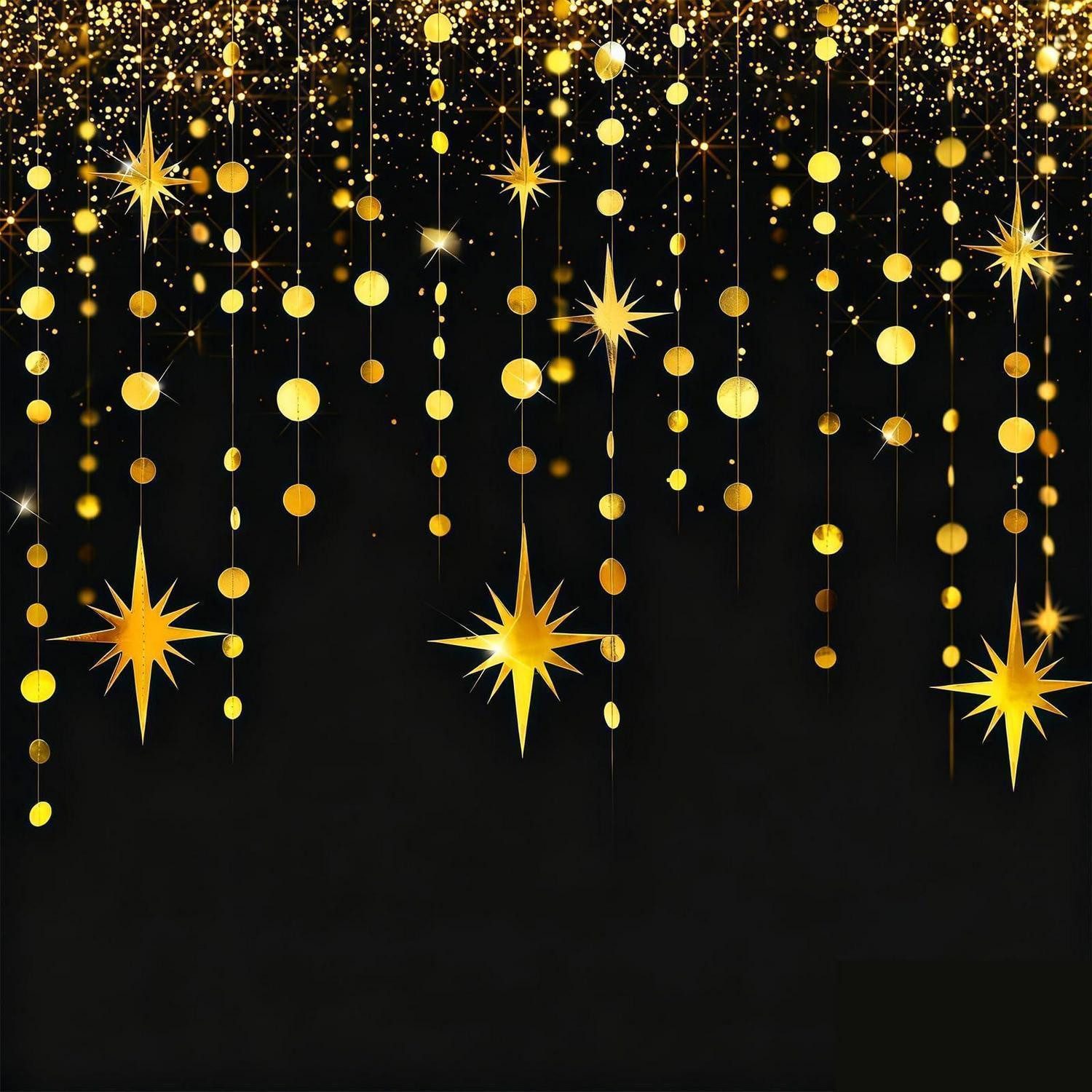 LuxusKollektion Girlande Girlande Papier Stern/Mond Gold Glitzer 20M