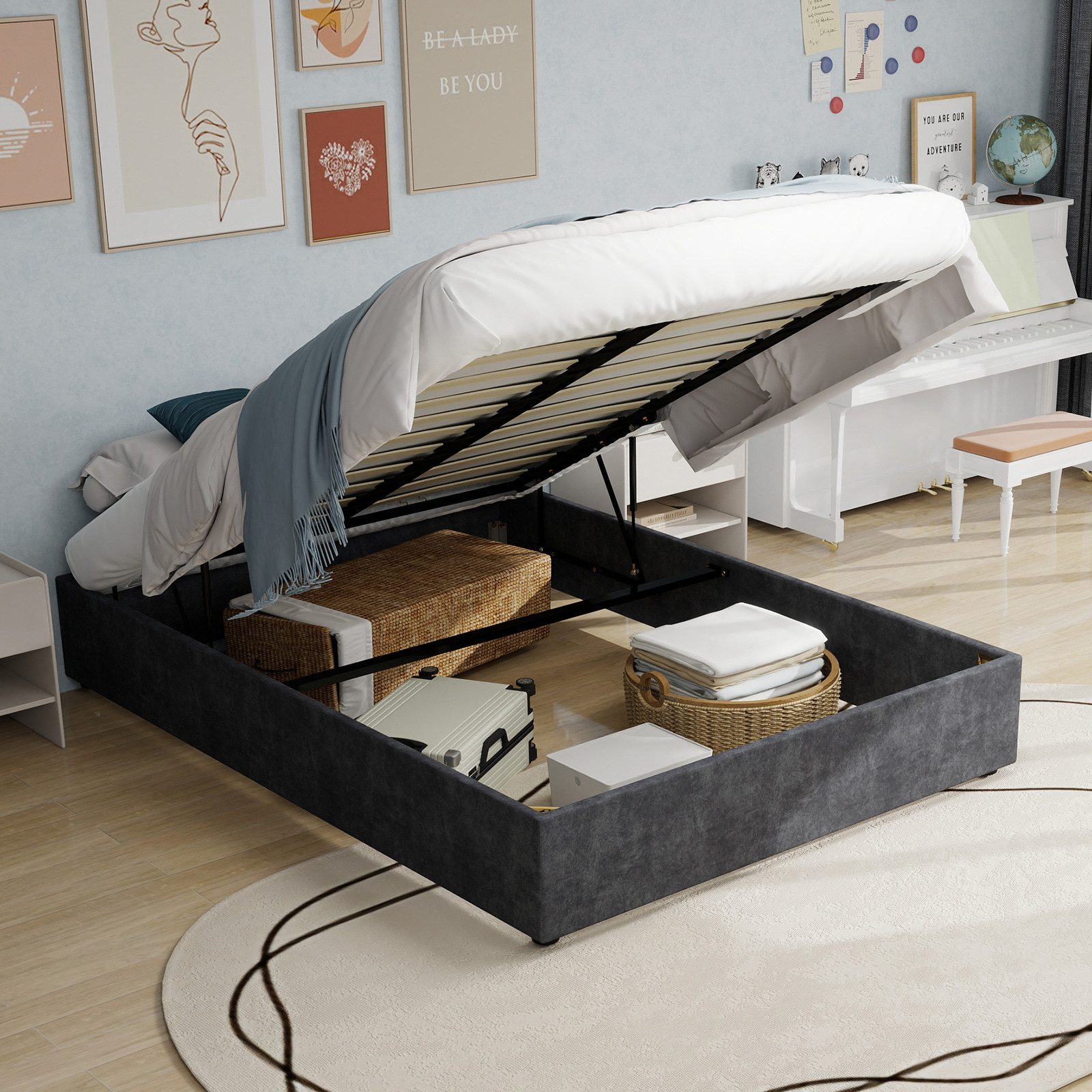 BlingBin Polsterbett Jugendbett Kinderbett (1-tlg., mit großzügigem Staurau günstig online kaufen