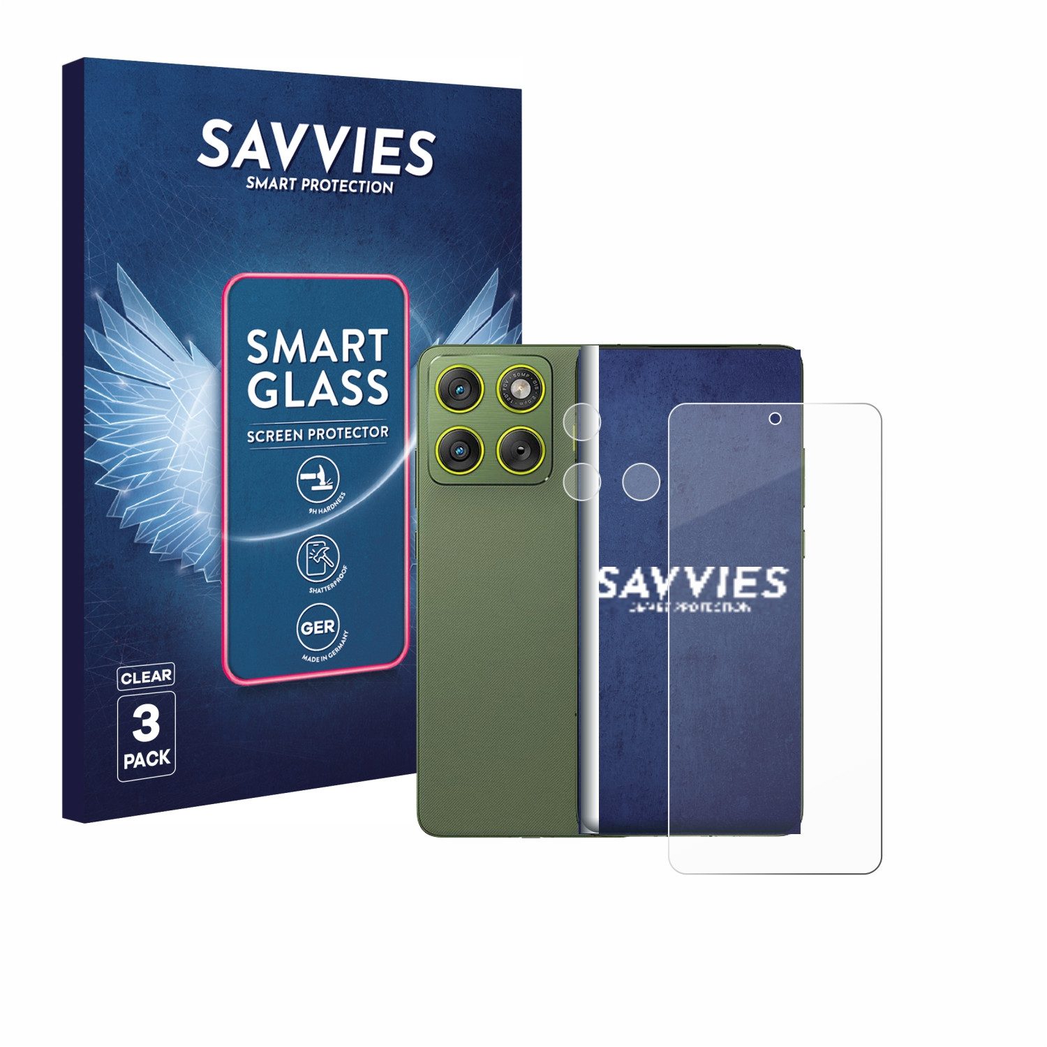 Savvies Displayschutzglas Schutzglas Panzer für Motorola Edge 70 (Display+Kamera), 3 Stück, Schutzfolie Display Schutz Glas Folie klar