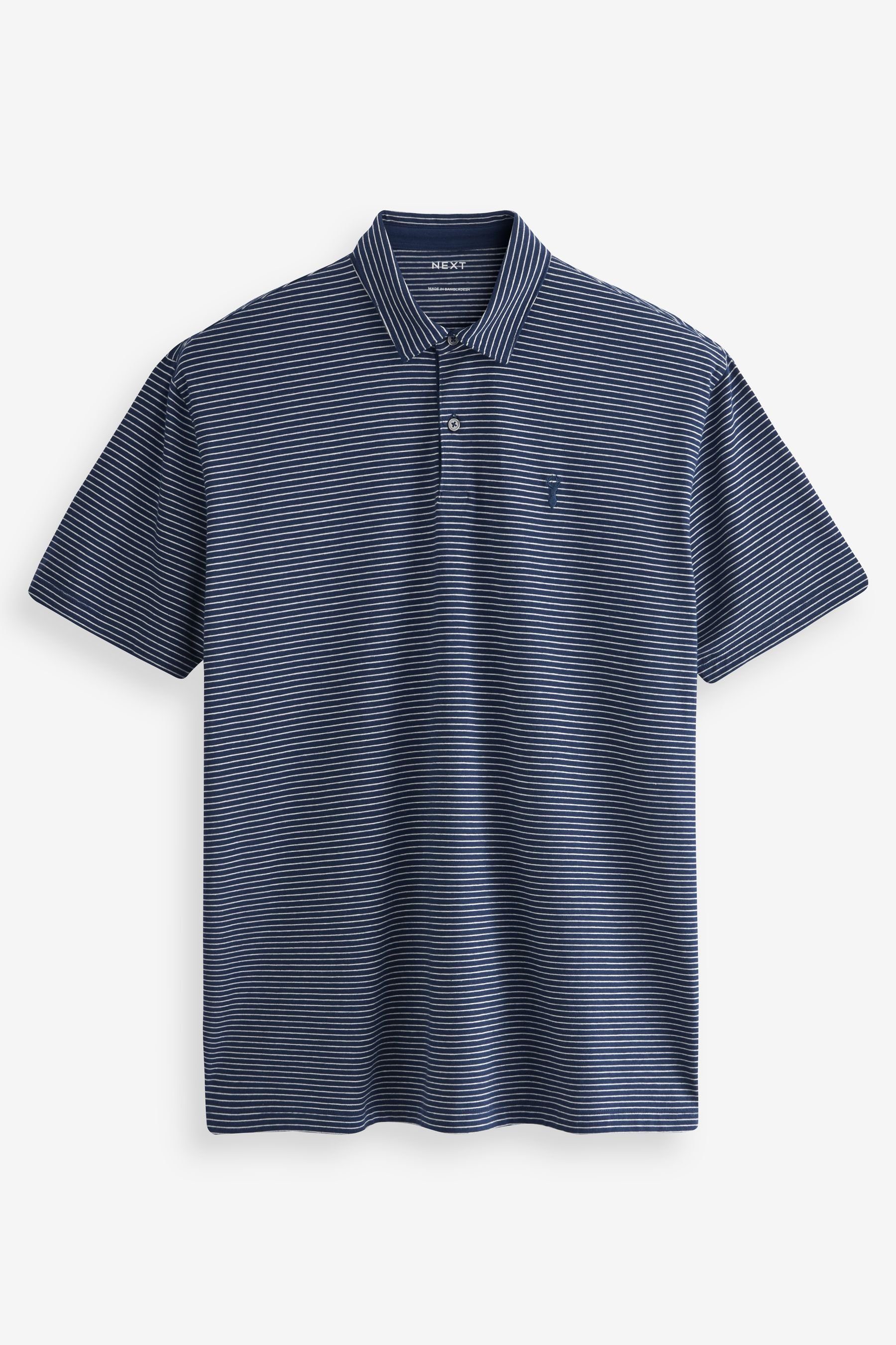 Next Poloshirt Poloshirts aus White Blue im (3-tlg) Blue Stripe/Teal Geo/Navy 3er-Pack Jersey