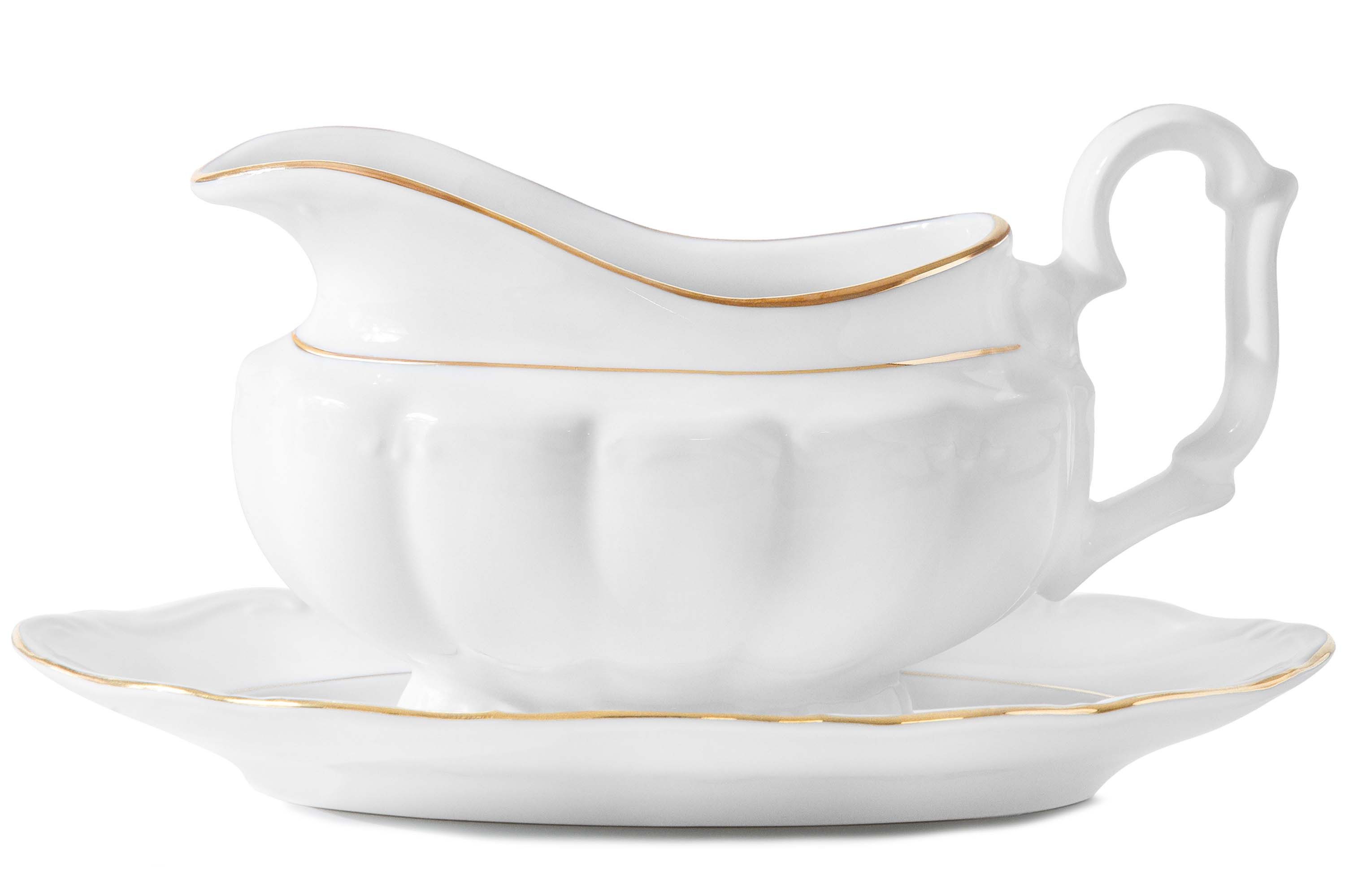 KONSIMO® Schüssel CHODZIEZ MARIA TERESA Sauciere mit Untertasse, Porzellan, Hochwertiges Premium-Porzellan, Handdekoration in echtem Gold
