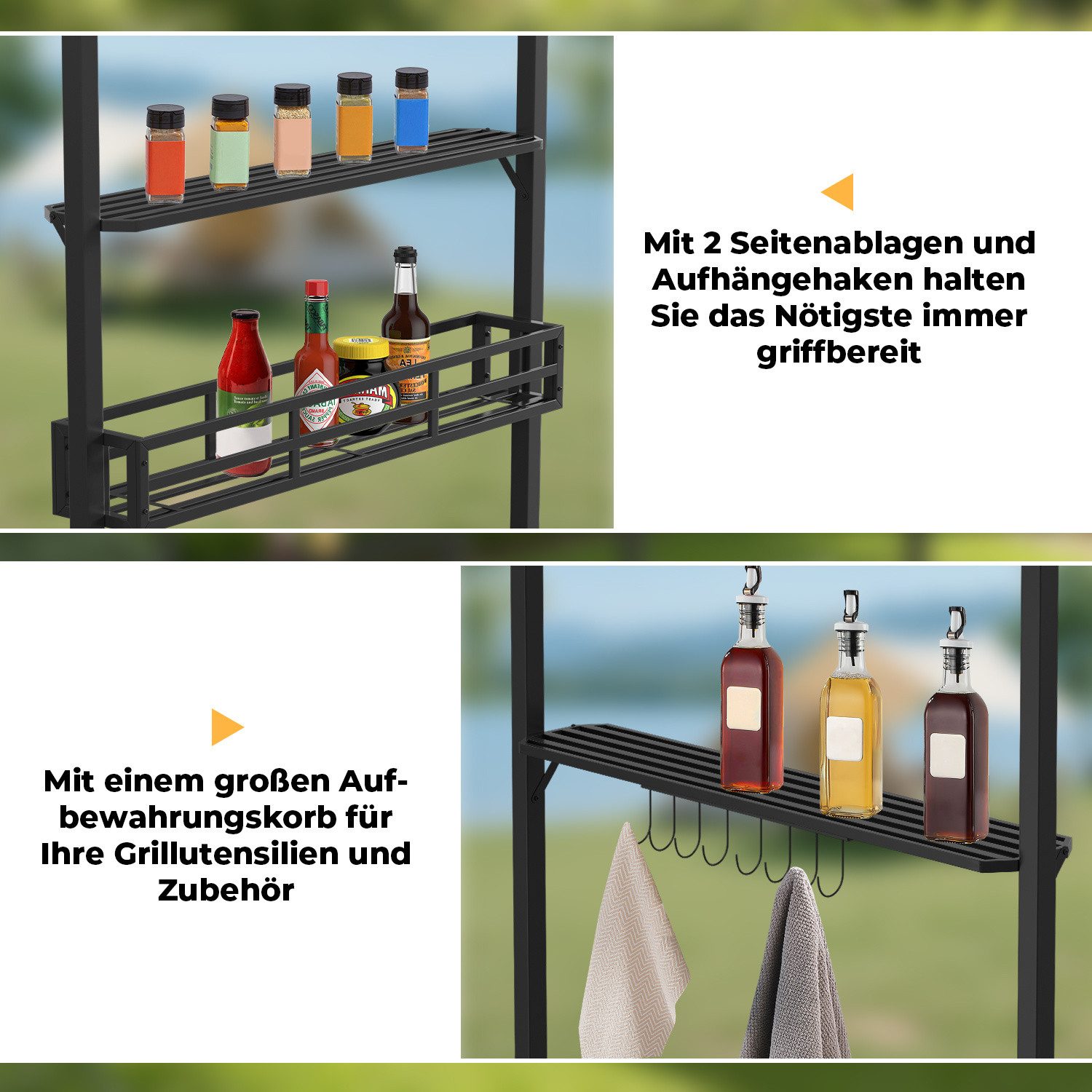 Clanmacy Grillpavillon Grillpavillon 238 x 148 x 250 cm, mit Doppeldach & Ablagen – Bild 5 von 5