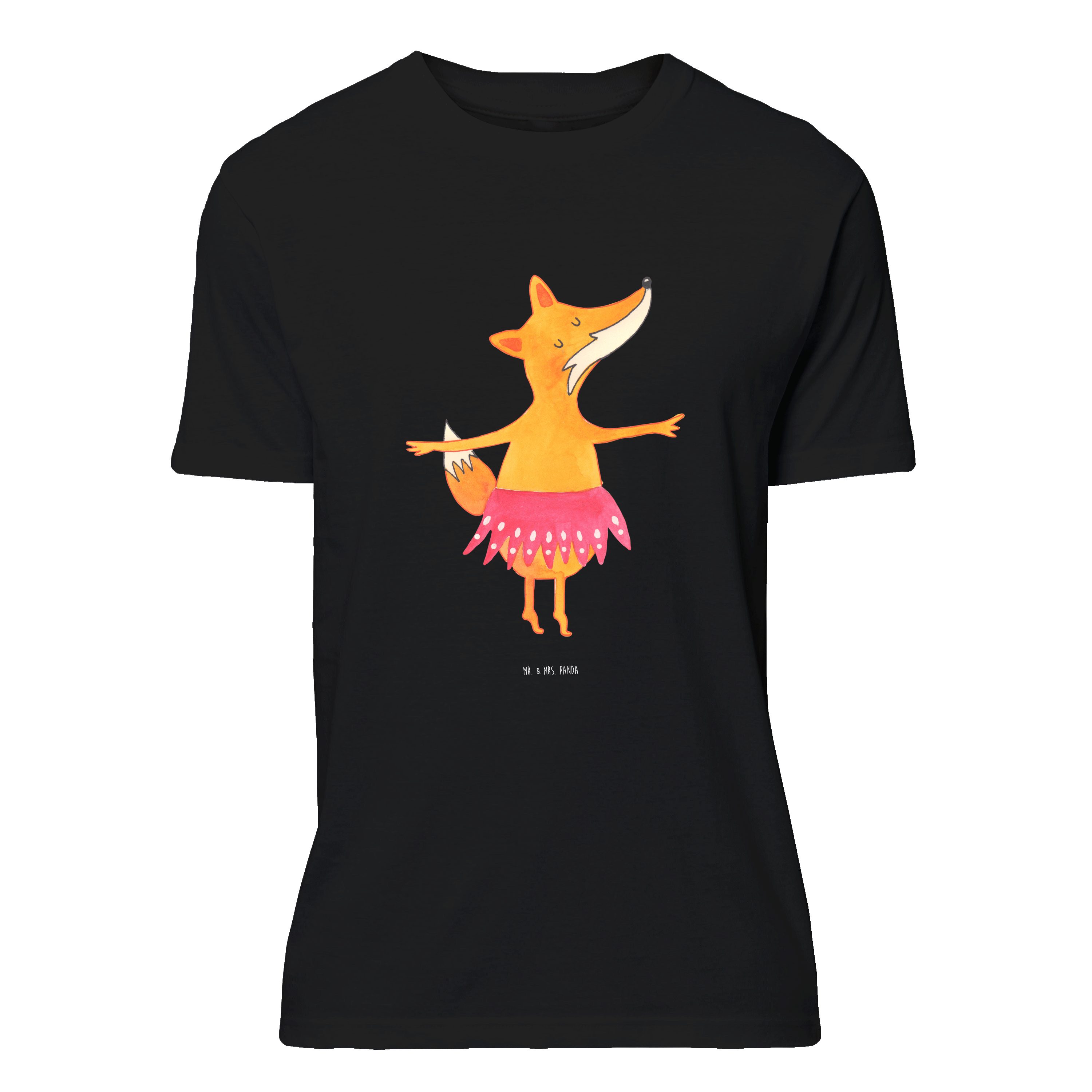 Mr. & Mrs. Panda T-Shirt Fuchs Ballerina - Schwarz - Geschenk, Shirt, Frauen, Herrn, Nachthemd (1-tlg)