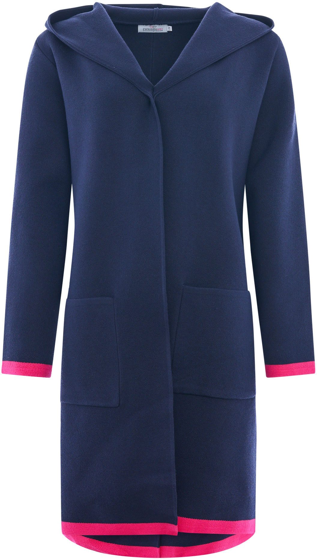 Zwillingsherz Strickjacke "Mona" mit kontrastfarbenem Hingucker-Besatz günstig online kaufen