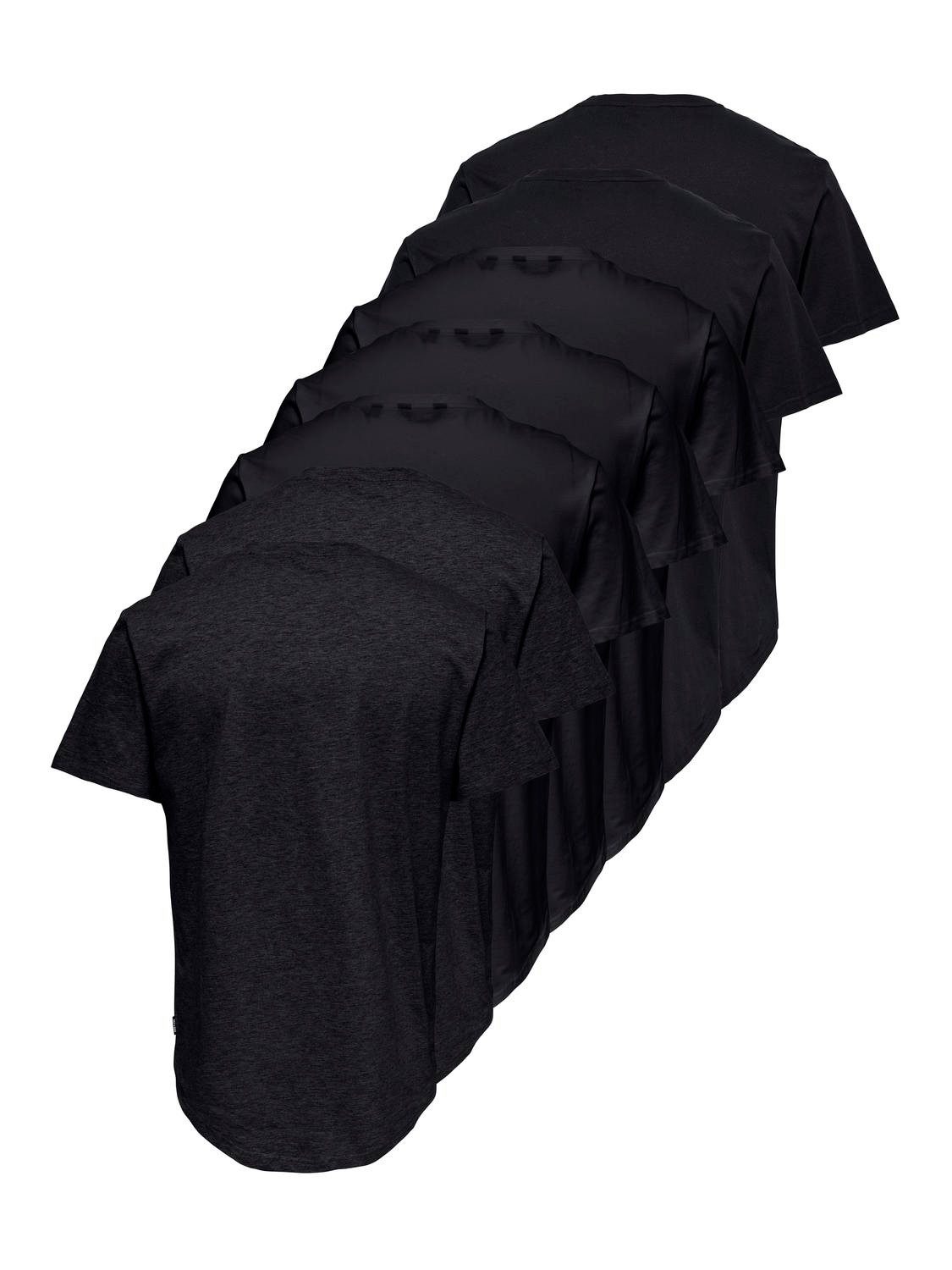 ONLY & SONS Rundhalsshirt ONSMATT LONGY SS TEE 7-PACK (Packung, 7-tlg) Baumwolle, relaxed fit, lang geschnitten