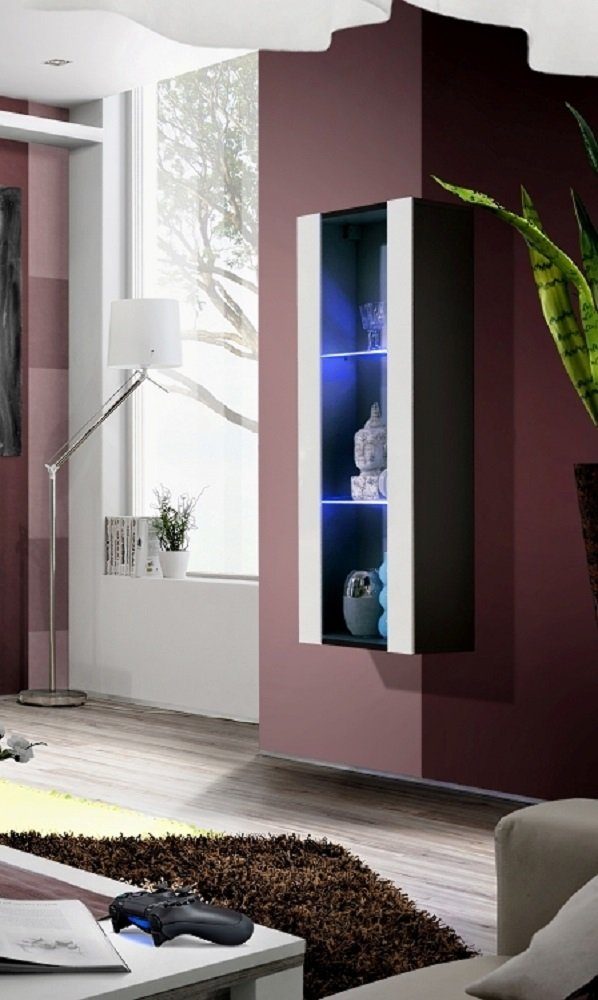 ASM-Moebel Hängevitrine Hängevitrine Glasvitrine FLY II Hochglanz Led Push-Click 12 Varianten Hochglanzfronten Led Beleuchtung und Push-Click System