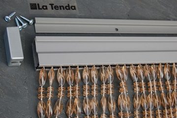 Türvorhang La Tenda ELBA 3 Perlenvorhang transparent hellbraun, La Tenda, Hakenaufhängung, transparent, 90 x 210 cm, Polypropylen - Länge und Breite individuell kürzbar