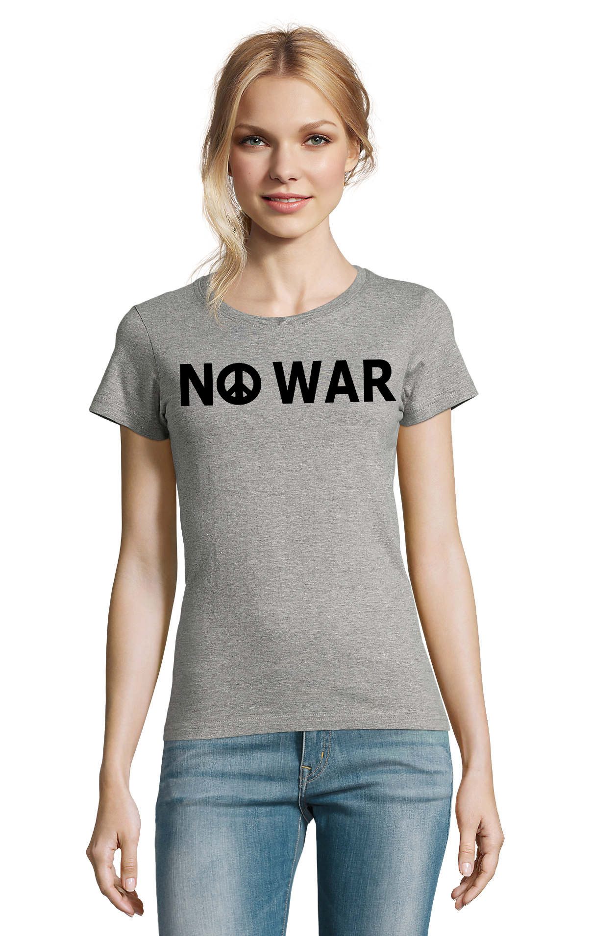 T-Shirt No War D Damen T-Shirt Statement Print Friedenssymbol Tee