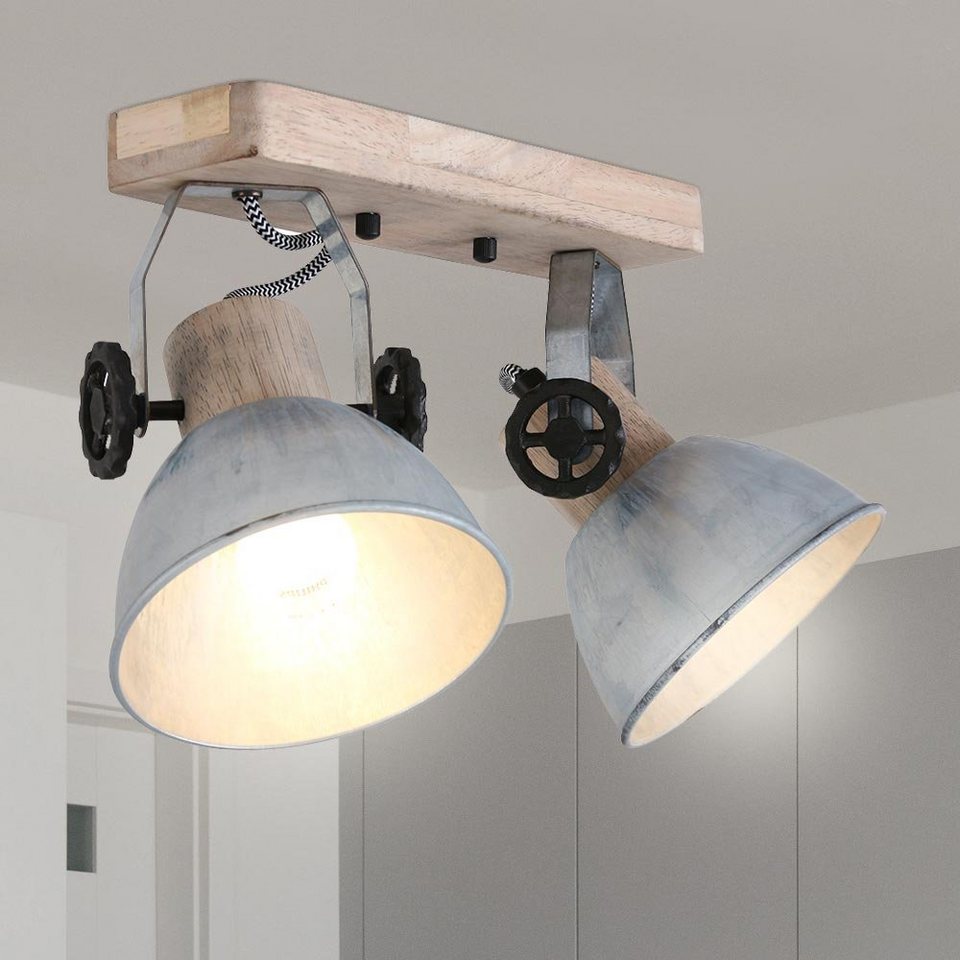 Steinhauer LIGHTING LED Deckenspot, Leuchtmittel nicht inklusive, Vintage  Decken Strahler Lampe Ess Zimmer verstellbar Holz
