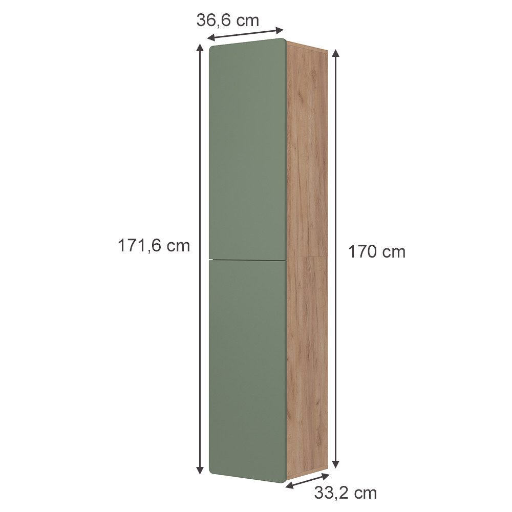 Vicco Hochschrank Izan, Grün/Goldkraft Eiche, 36.6 günstig online kaufen