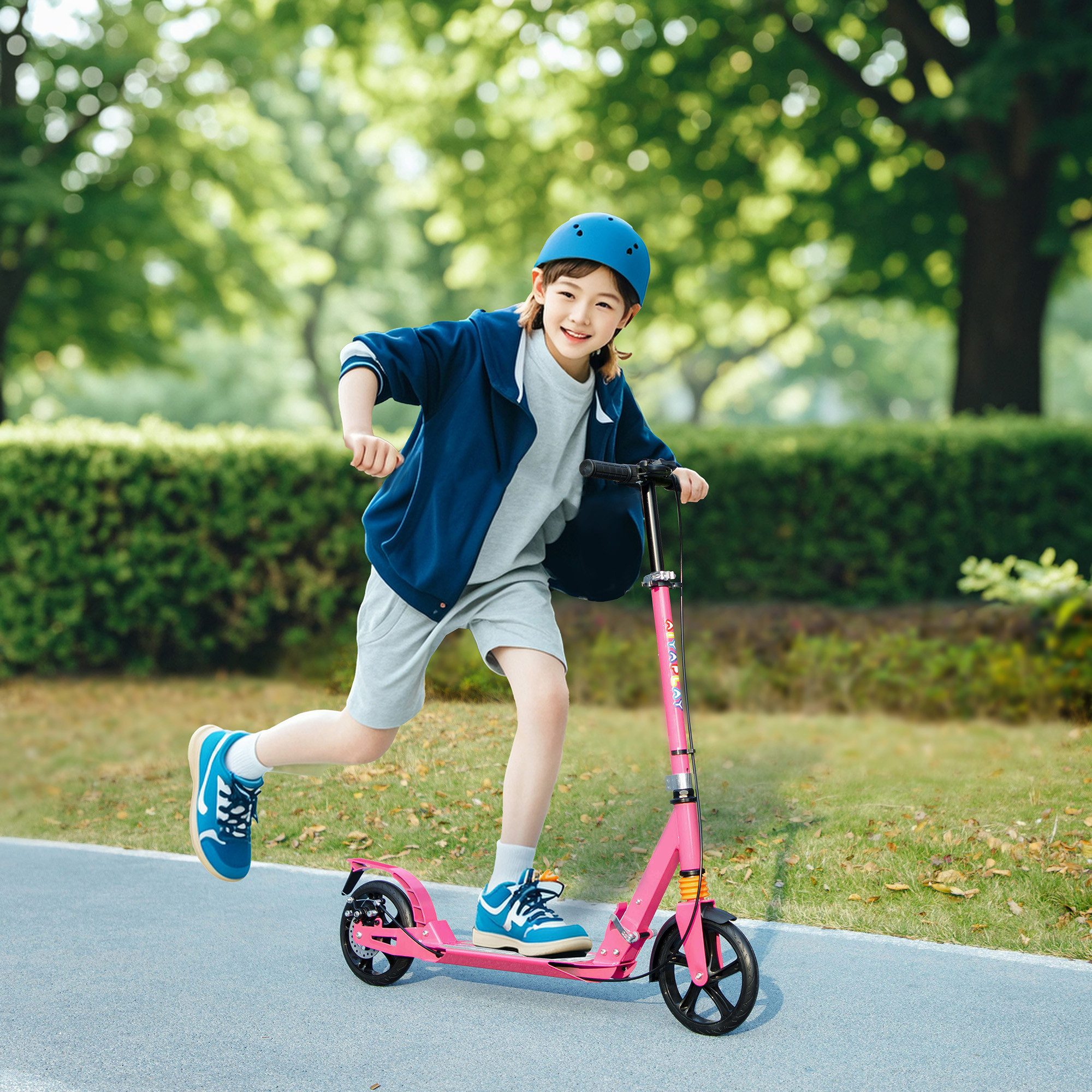 AIYAPLAY Cityroller klappbar höhenverstellbar Kinder Scooter mit verstellbaren Griffen, (klappbarer Kinder Scooter, 1 tlg., Höhenverstellbarer Roller), für Kinder Jugendliche 6-12 Jahre Cityroller bis zu 100 kg