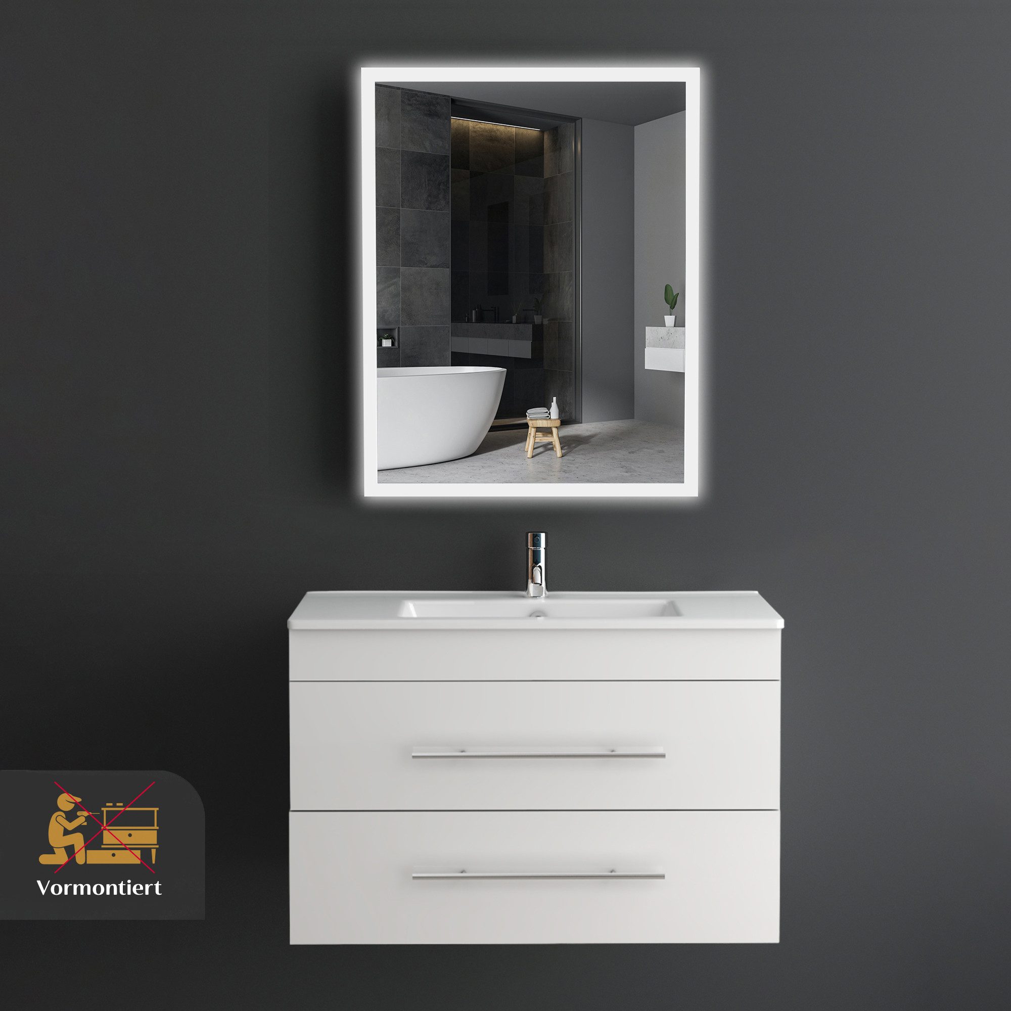 Alpenberger Badmöbel-Set Waschbecken mit Unterschrank - Waschbeckenuntersch günstig online kaufen