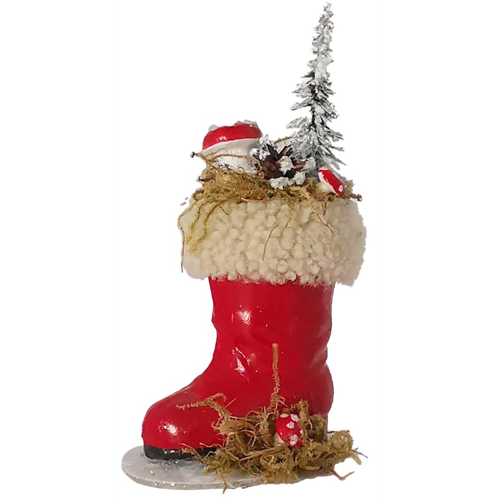 (1 Schatzhauser dekoriert 15cm handgefertigt, handbemalt Weihnachtsmann rot Nikolausstiefel St),