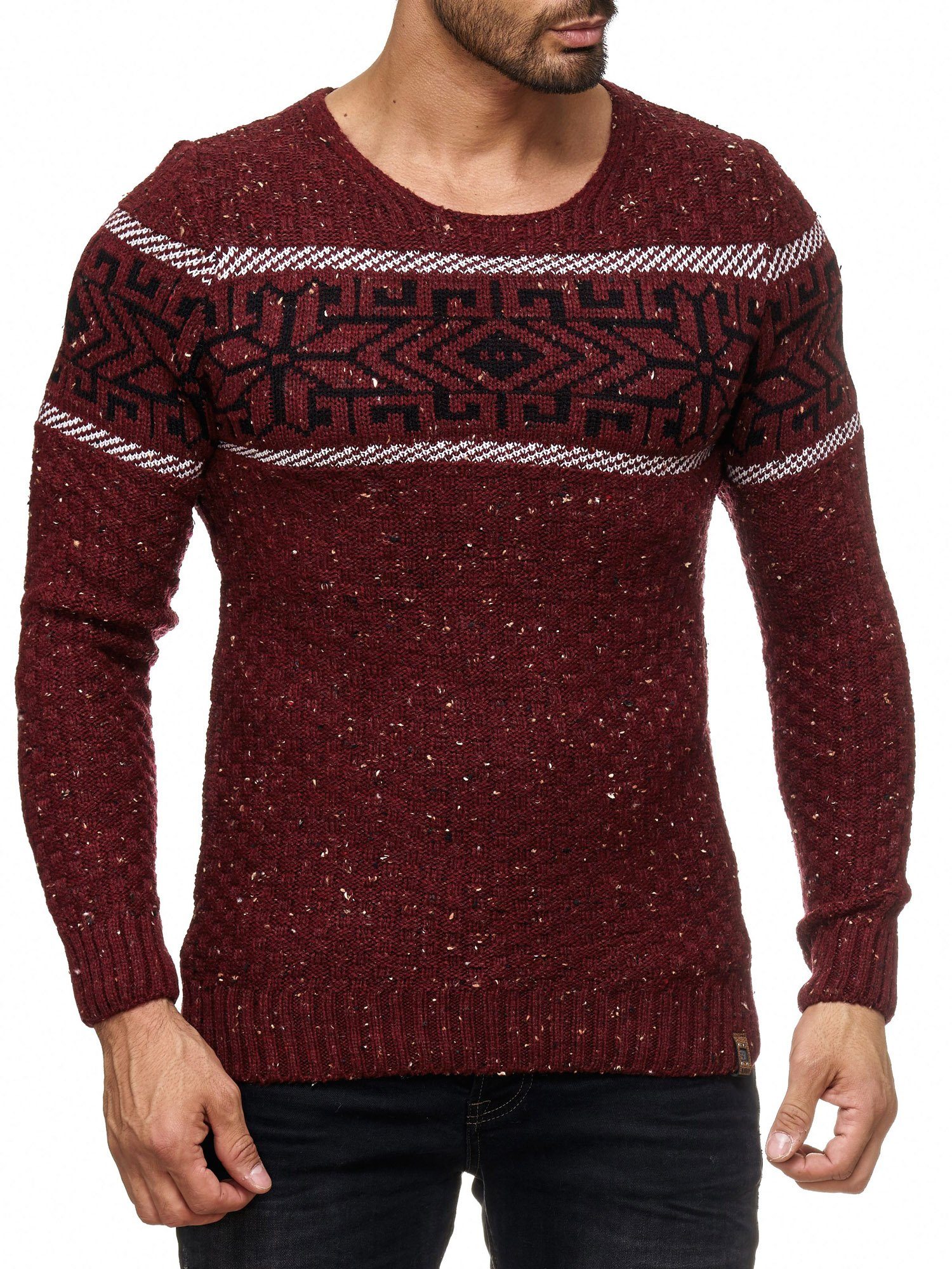 Reslad Strickpullover Herren Strickpullover Rundhals Norwegerpullover günstig online kaufen