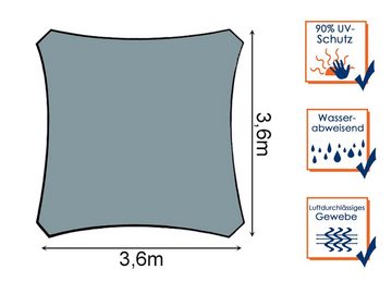 PEREL Sonnensegel, quadratisch 3,6 - 5x5m für Terrasse Balkon & Garten Sonnenschutz-Segel