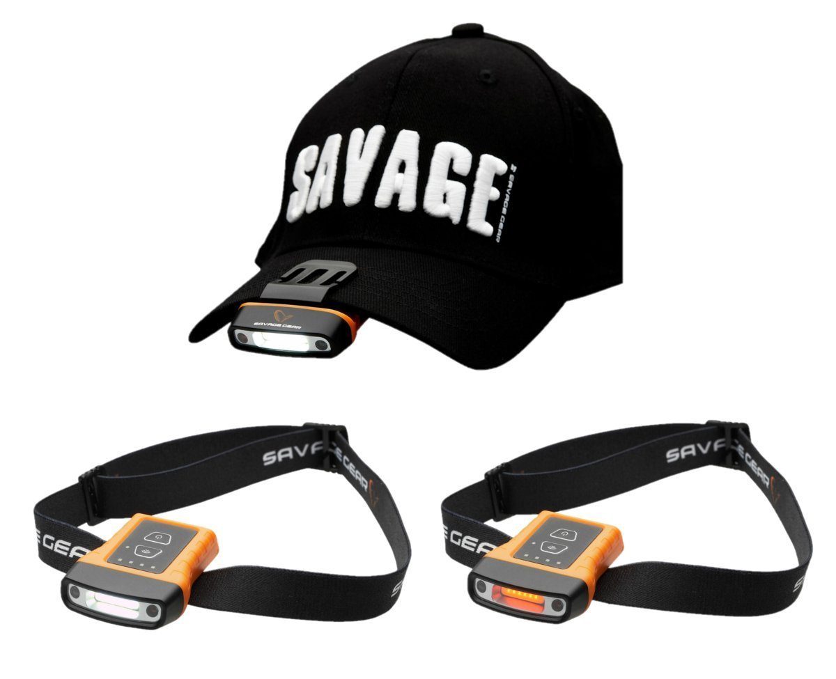 Savage Gear Kopflampe MP Flip and Cap Head Lamp 100 lumen Kopflampe Angellampe Lampe, Bewegungssensor, sodass die Lampe freihändig aktiviert werden kann