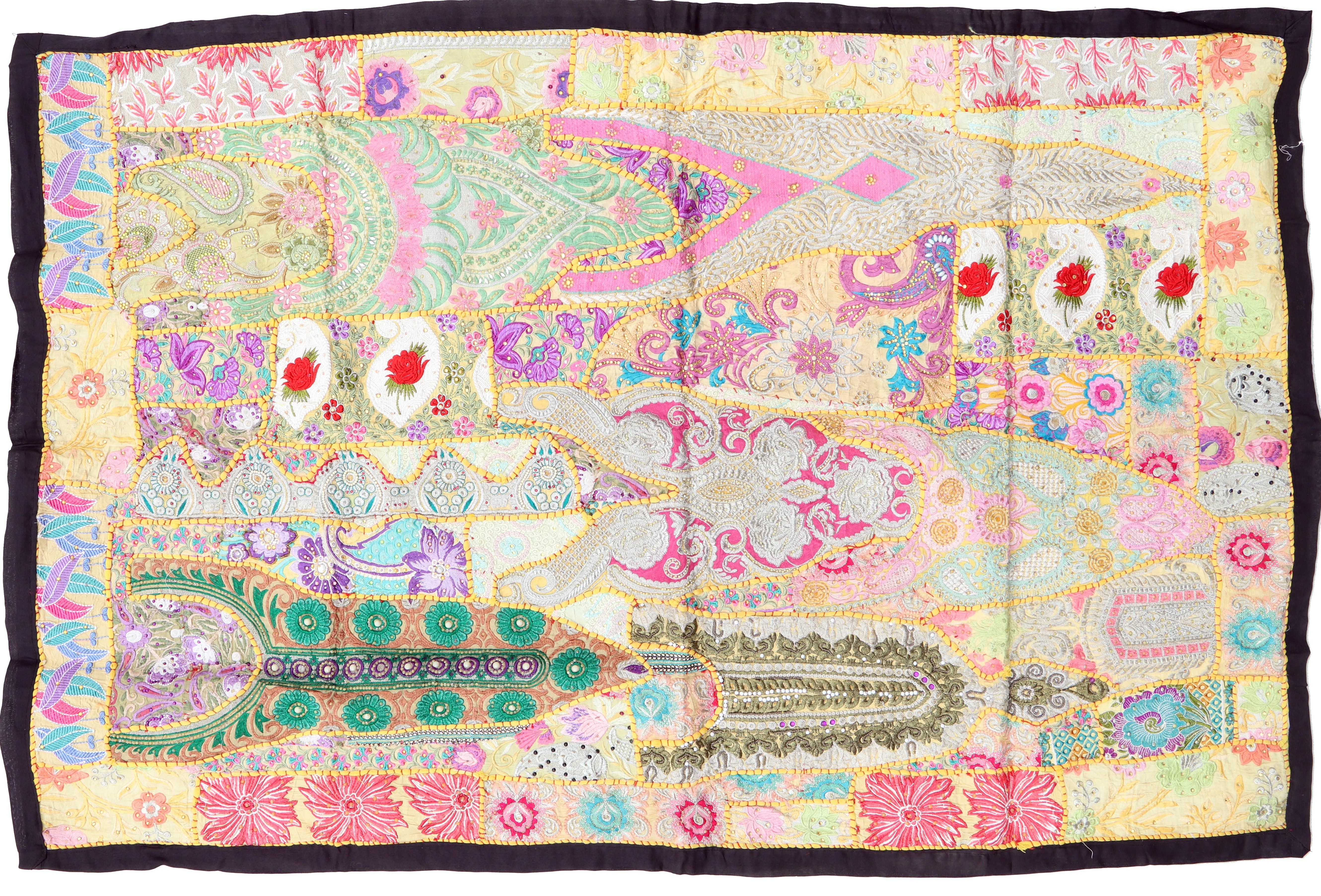 Guru-Shop Wandteppich Indischer Wandteppich Patchwork Wandbehang,.., Höhe: 100 mm