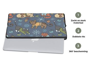 MuchoWow Laptop-Hülle Katze - Tiere - Weihnachten - Muster 13.3 Zoll, Laptopsleeve, weiches Innenfutter zum Schutz Kratzern, Laptoptasche