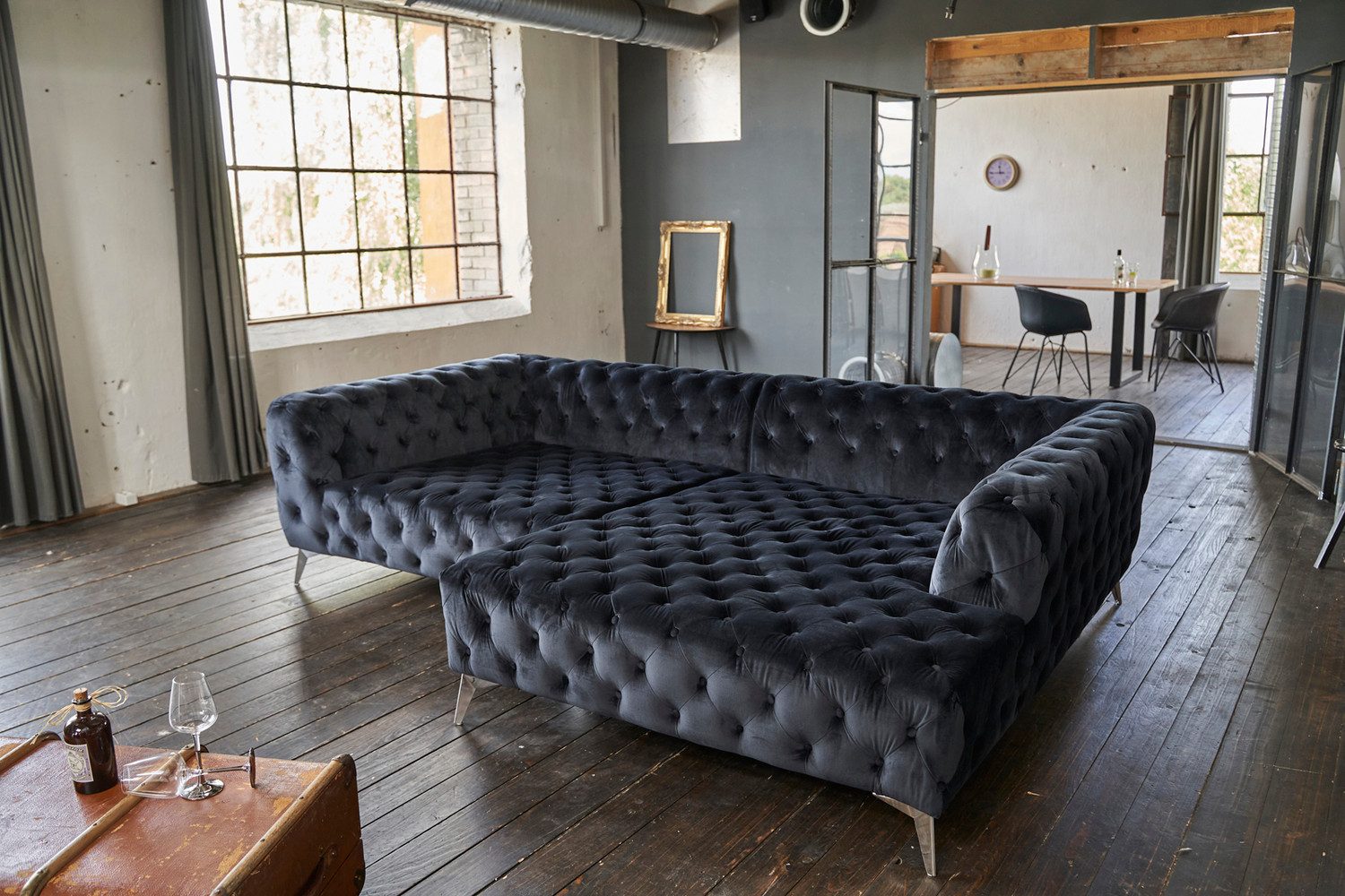 KAWOLA Ecksofa NARLA, Couch Chesterfield L-Form günstig online kaufen