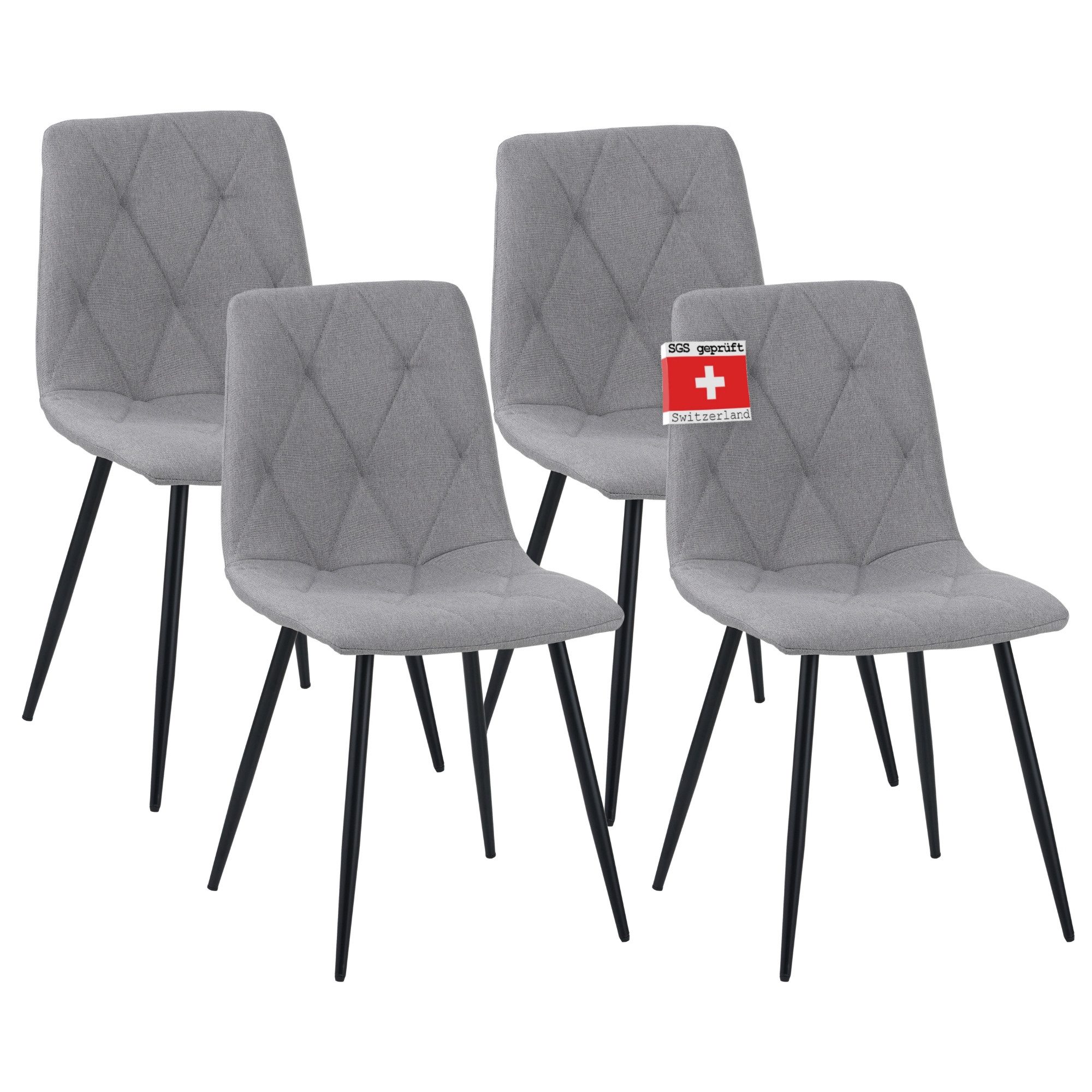 Albatros International Esszimmerstuhl Esszimmer Stühle 4 er Set DORA, Stuhl Stühle Esszimmerstühle, Küche (4er Set, Grau, Stoff Bezug), Küchenstuhl Küchenstühle Essstühle für den Esstisch Ess Stühle