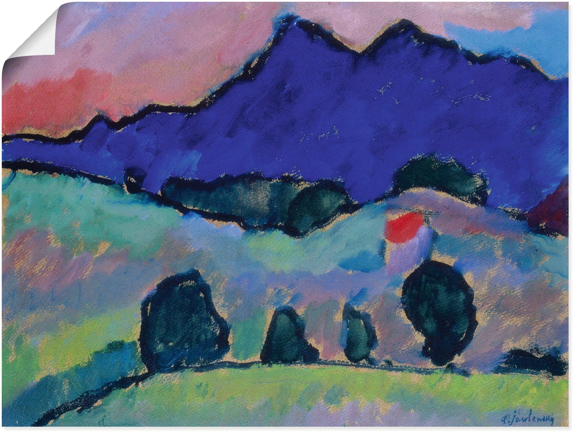 Artland Wandbild Blauer Berg. 1910, Felder (1 St), als Leinwandbild, Wandaufkleber oder Poster in versch. Größen