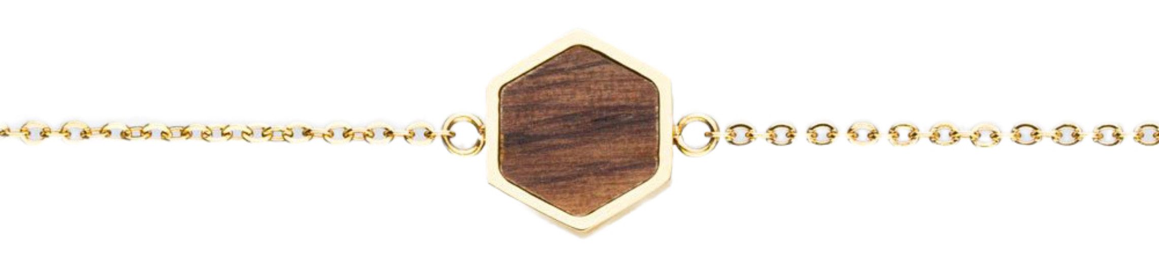 Holzkern Armband Facade Armband mit eckigem Holz Anhänger - Holzkern Modell: Jewelry