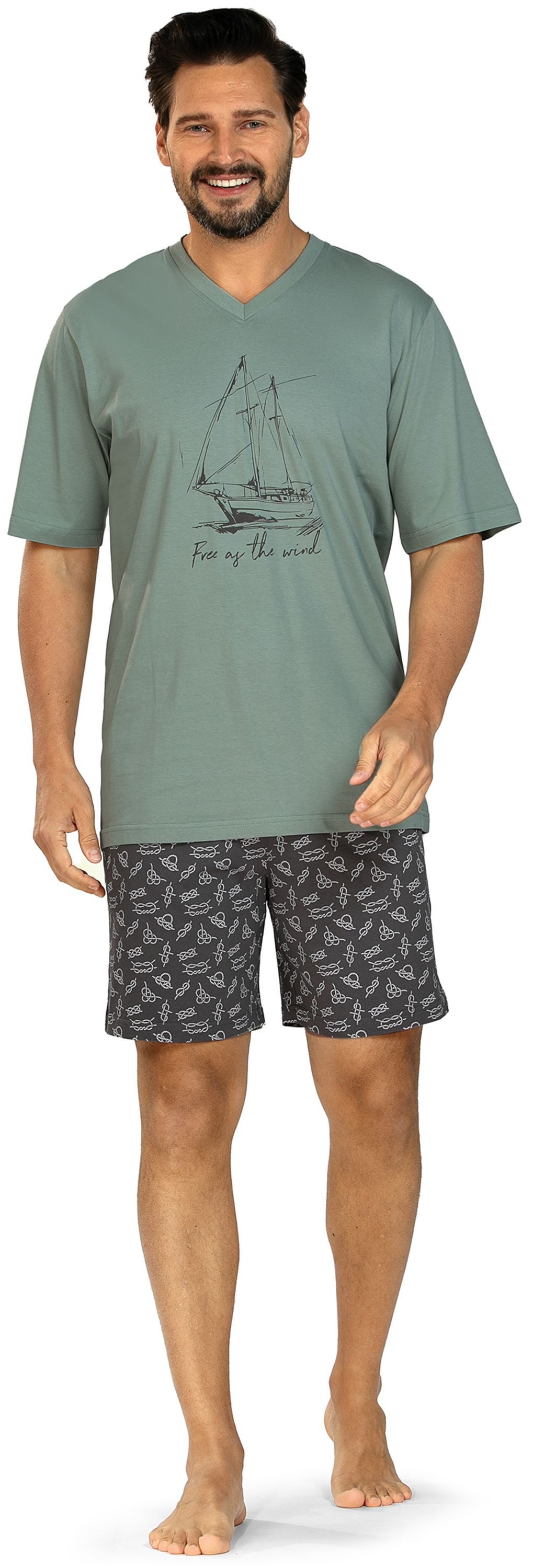 Comte Shorty Lunar Lounge (Set, 2 tlg., 2-teilig) Herren Pyjama kurz Shorty Kurzarm Baumwolle große Größen