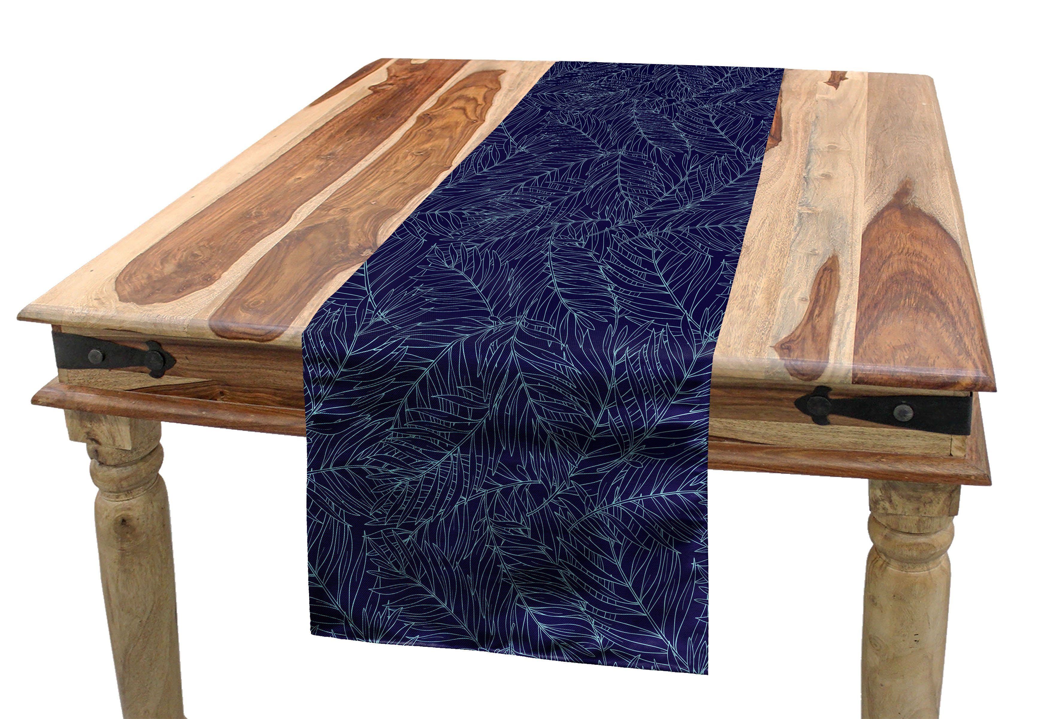 Monochrome Dekorativer Rechteckiger Tischläufer Tischläufer, Palmblätter Küche Tropisch Esszimmer Abakuhaus