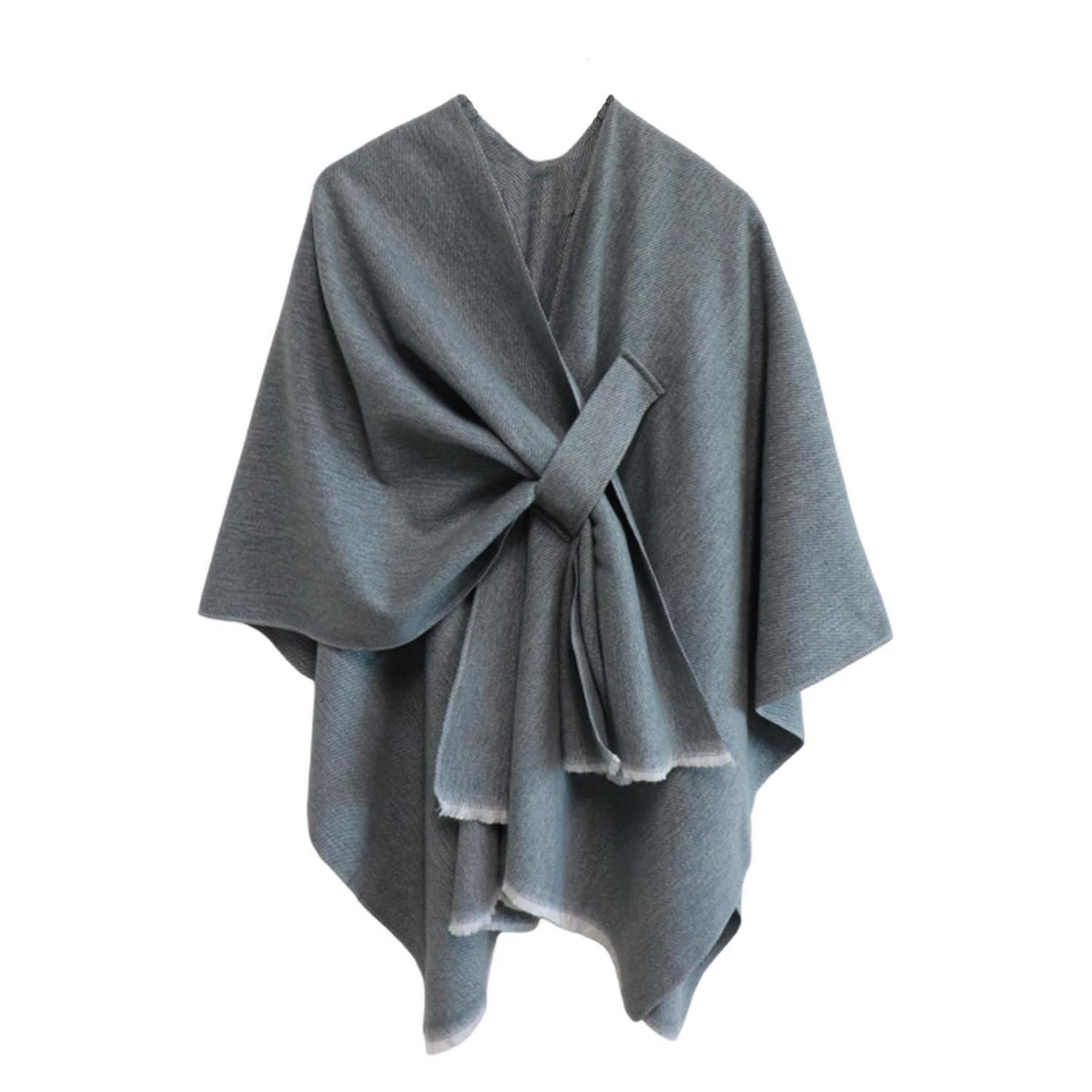 LuxusKollektion Poncho Damen Poncho Grau Oversized