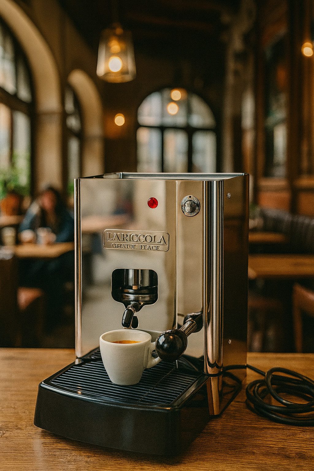 La Piccola Espressomaschine Sara Classic ESE-Pads 44mm, Edelstahl, kompakte Größe, energiesparende Standyby-Funktion, schnelles Aufheizen, Made in Italy