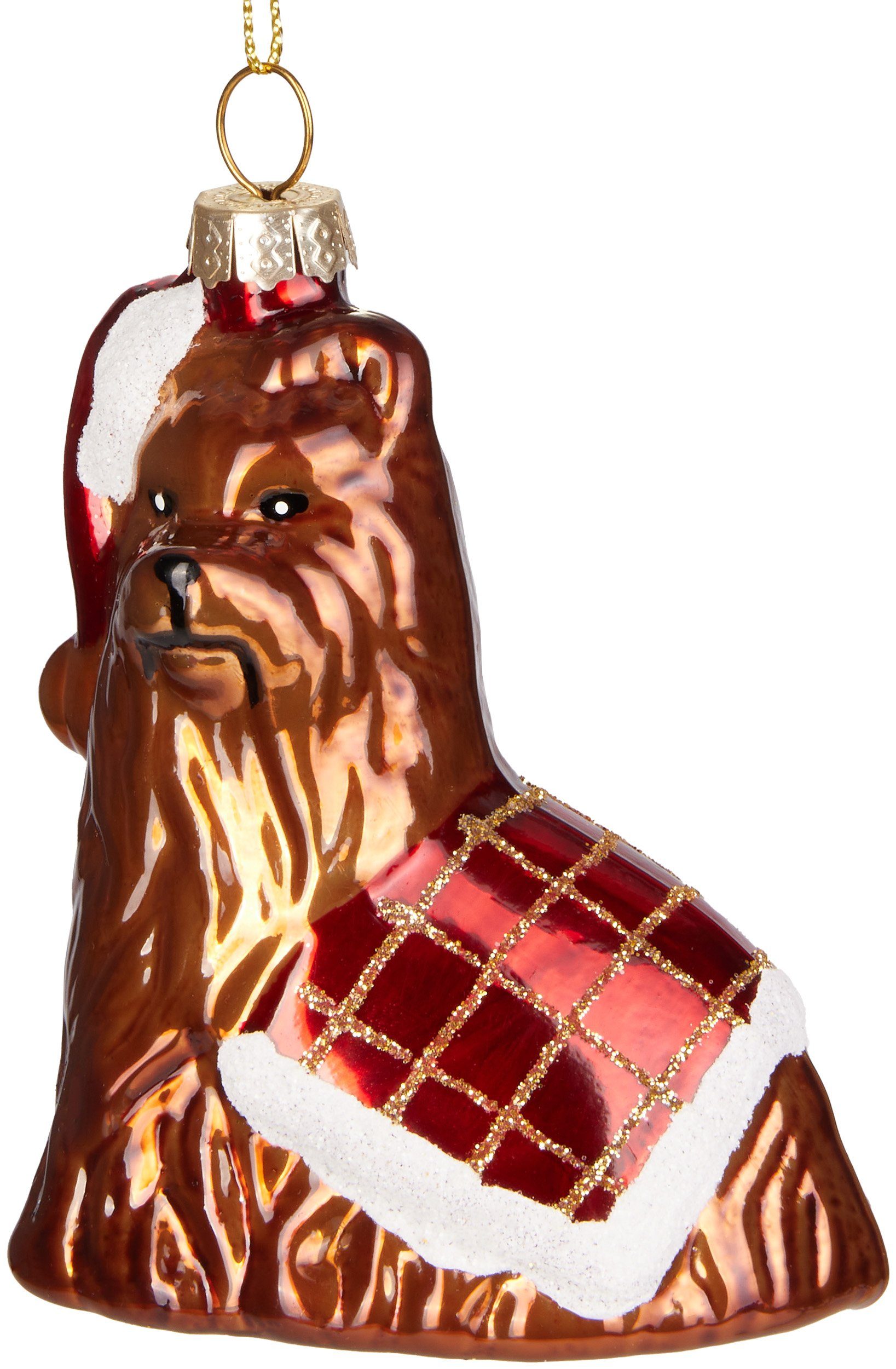 BRUBAKER Christbaumschmuck Hund mit Decke, Lustige Weihnachtskugel - Yorksh günstig online kaufen
