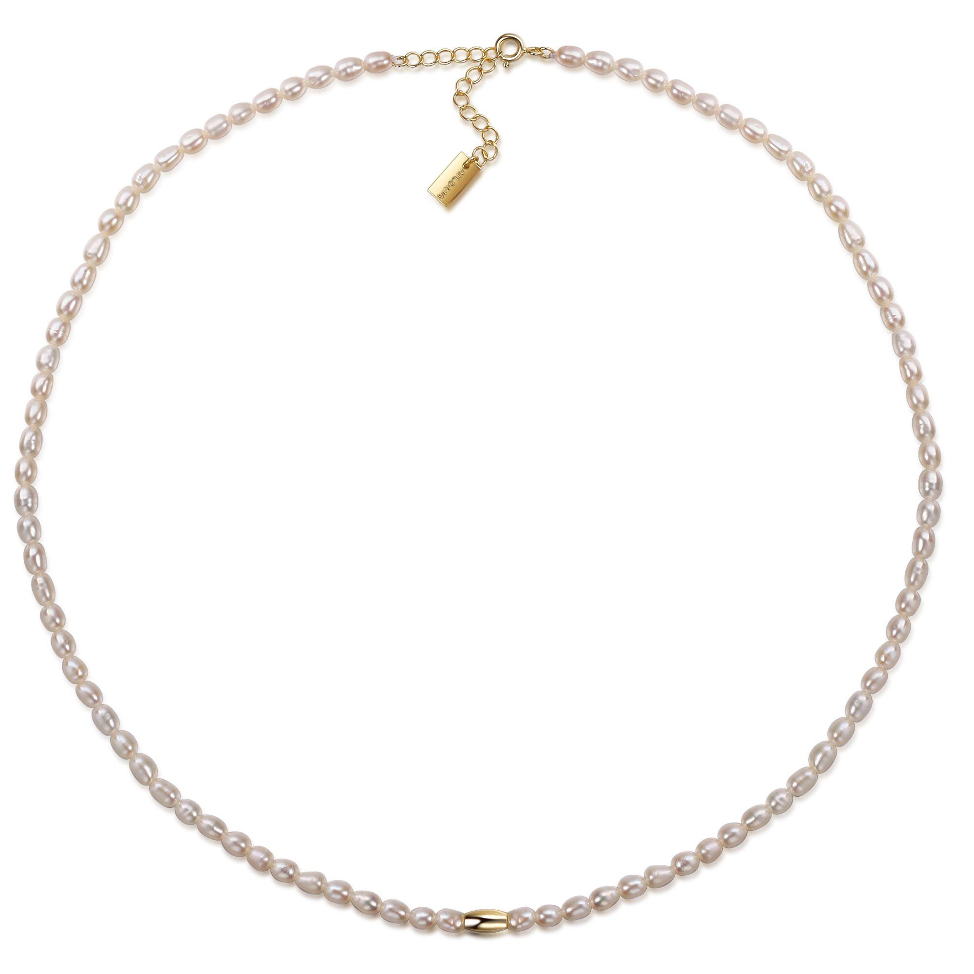 AILORIA Silberkette SANAKO Halskette (1-tlg), 925 Sterling Silber vergoldet Süßwasserperle
