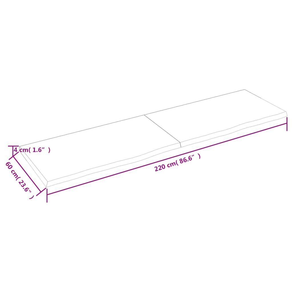220x60x(2-4)cm furnicato Tischplatte Behandelt Massivholz Eiche