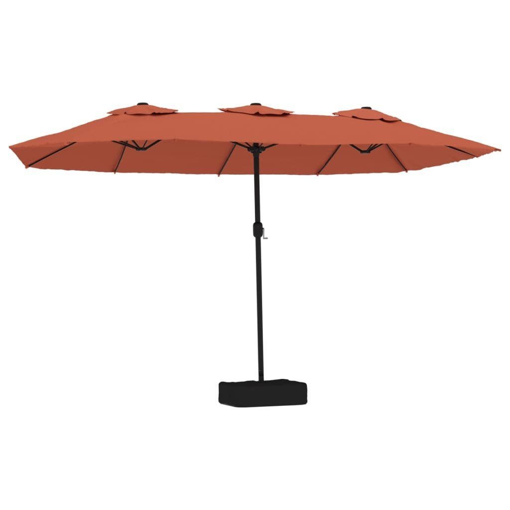 vidaXL Sonnenschirm Doppel-Sonnenschirm mit LED-Leuchten Terrakottarot 449x265 cm