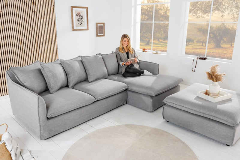 riess-ambiente Ecksofa HEAVEN 255cm grau, Einzelartikel 1 Teile, Couch · L-Form rechts · Wohnzimmer · Webstoff · Federkern · Landhaus