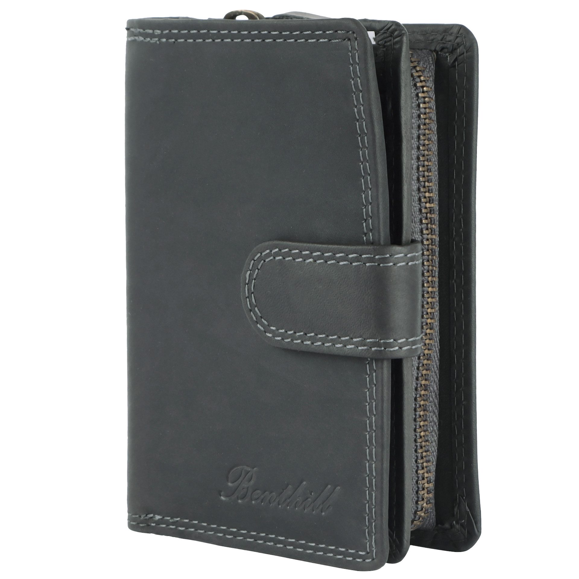 Benthill Damen Geldbörse Aus Echt Leder Mit RFID-Schutz – Vintage-Börse, 12 Kartenfächer, Münzfach, 2 Scheinfächer – Inklusive Geschenkbox, Farbe Braun, Hochformat 12x9x3 Cm
