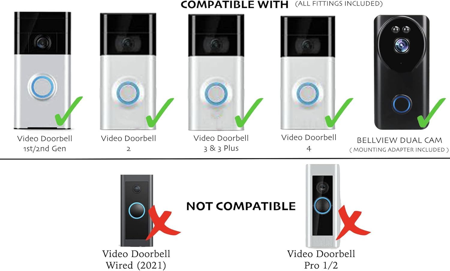 MHT-3D Wandhalter MHT 3D 20° Keilhalterung für Ring Doorbell- Ring 1/2/3/3+/4 li/re, (1-St)