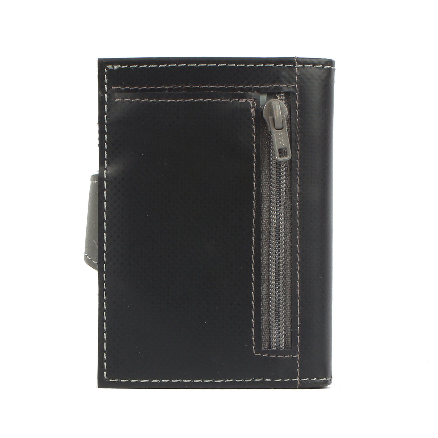 7clouds Mini Geldbörse noonyu double black tarpaulin, aus Kreditkartenbörse Upcycling Tarpaulin