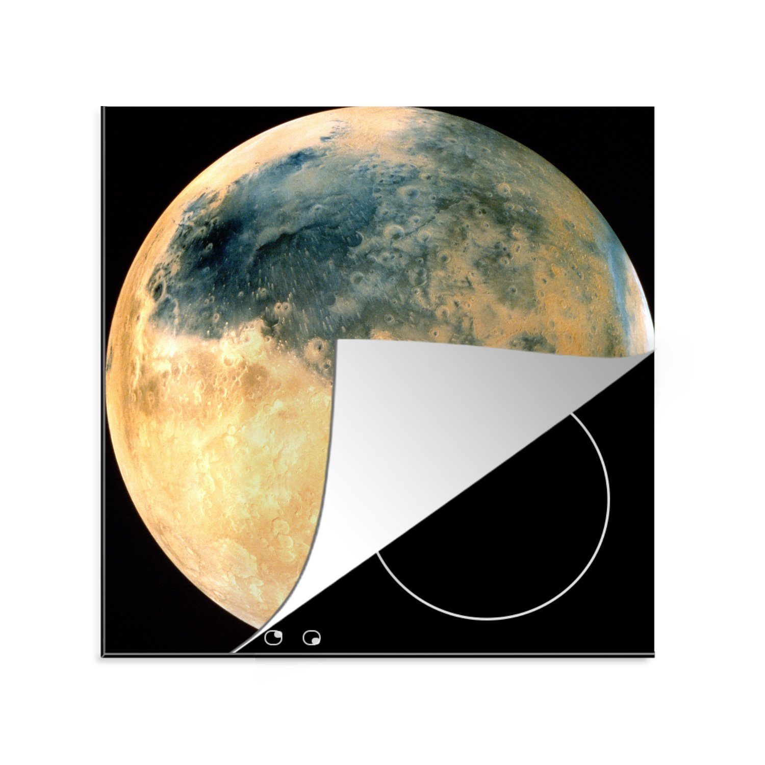 MuchoWow Herdblende-/Abdeckplatte Gelb gefärbter Planet Mars, Vinyl, (1 tlg), 78x78 cm, Ceranfeldabdeckung, Arbeitsplatte für küche