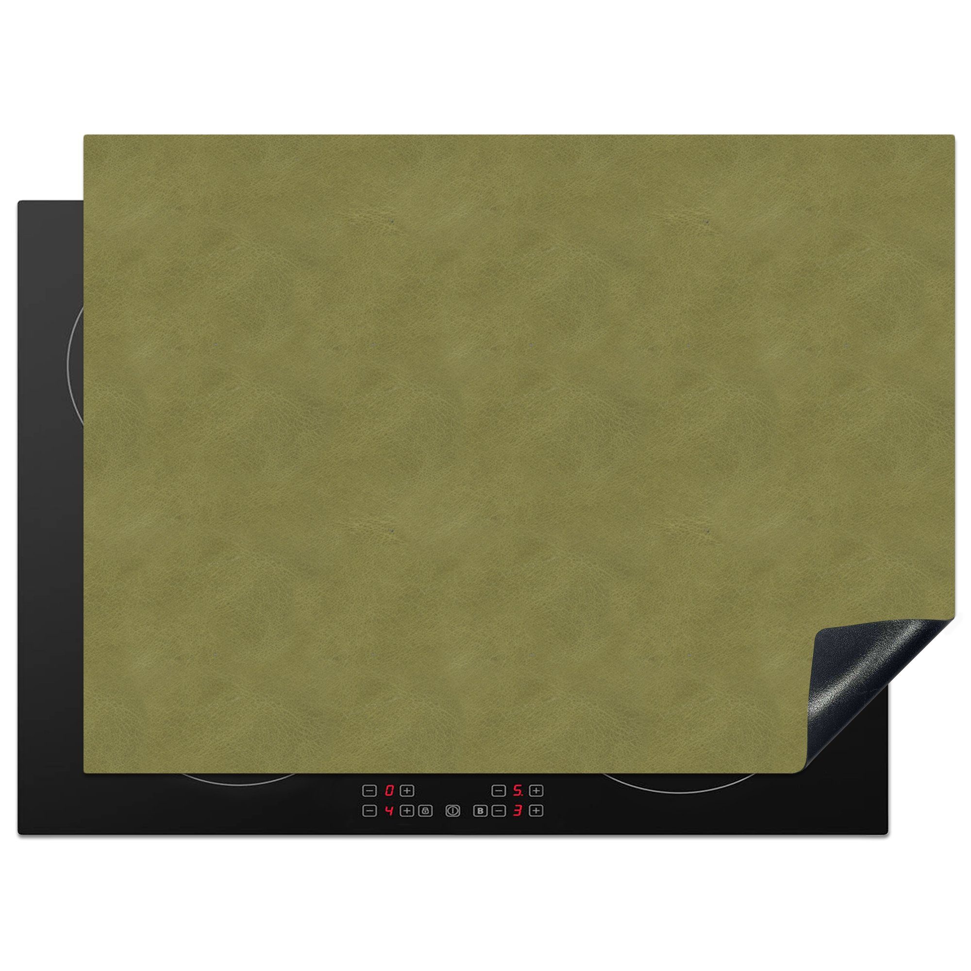 Tierfell, - Mobile Leder Grün Vinyl, - 70x52 (1 Ceranfeldabdeckung Arbeitsfläche Induktionsschutz MuchoWow cm, nutzbar, Herdblende-/Abdeckplatte - tlg),