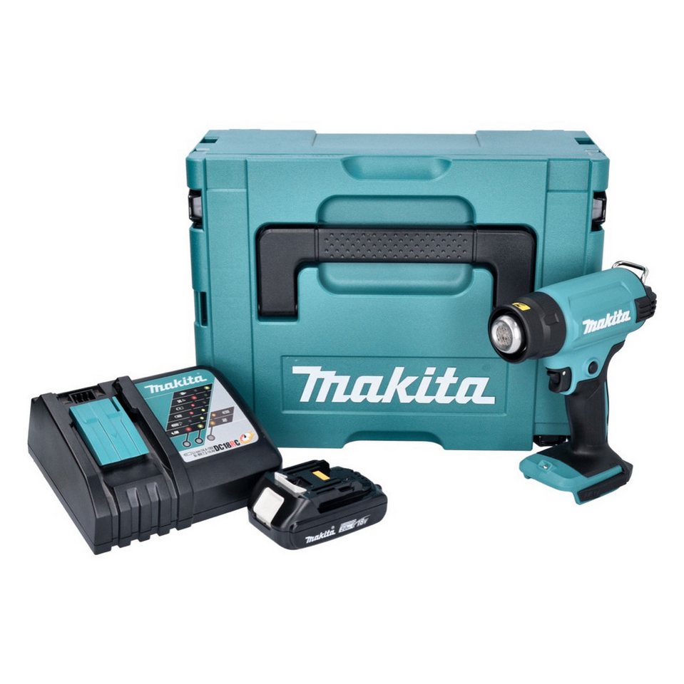 Thumbnail - Makita Heißluftgebläse DHG 180 RA1J Akku Heißluftgebläse 18 V 550 °C + 1x Akku 2,0 Ah + Lade
