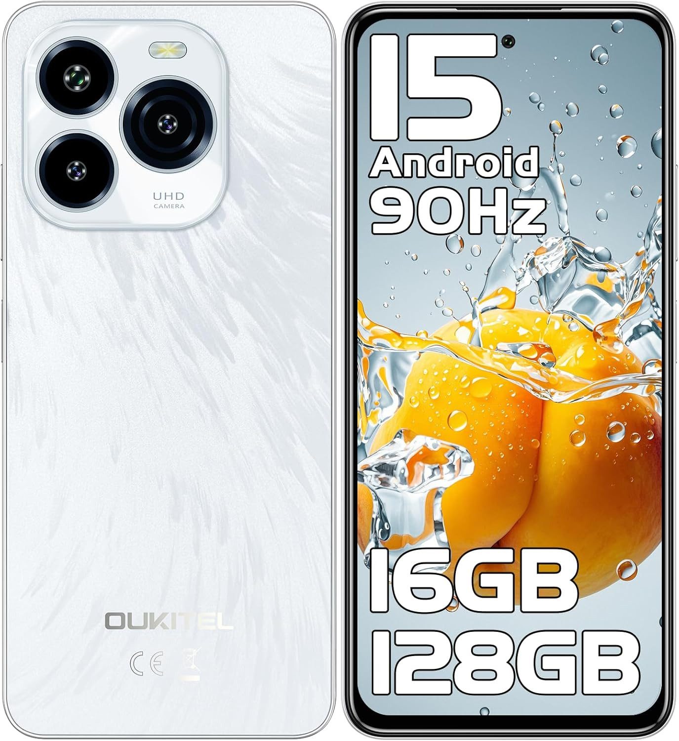 OUKITEL C65 Android 15 Smartphone (17,02 cm/6.7 Zoll, 128 GB Speicherplatz, 50 MP Kamera, 5150mA Akku, 6.7" HD 90Hz, Android 15, Dual SIM 4G)