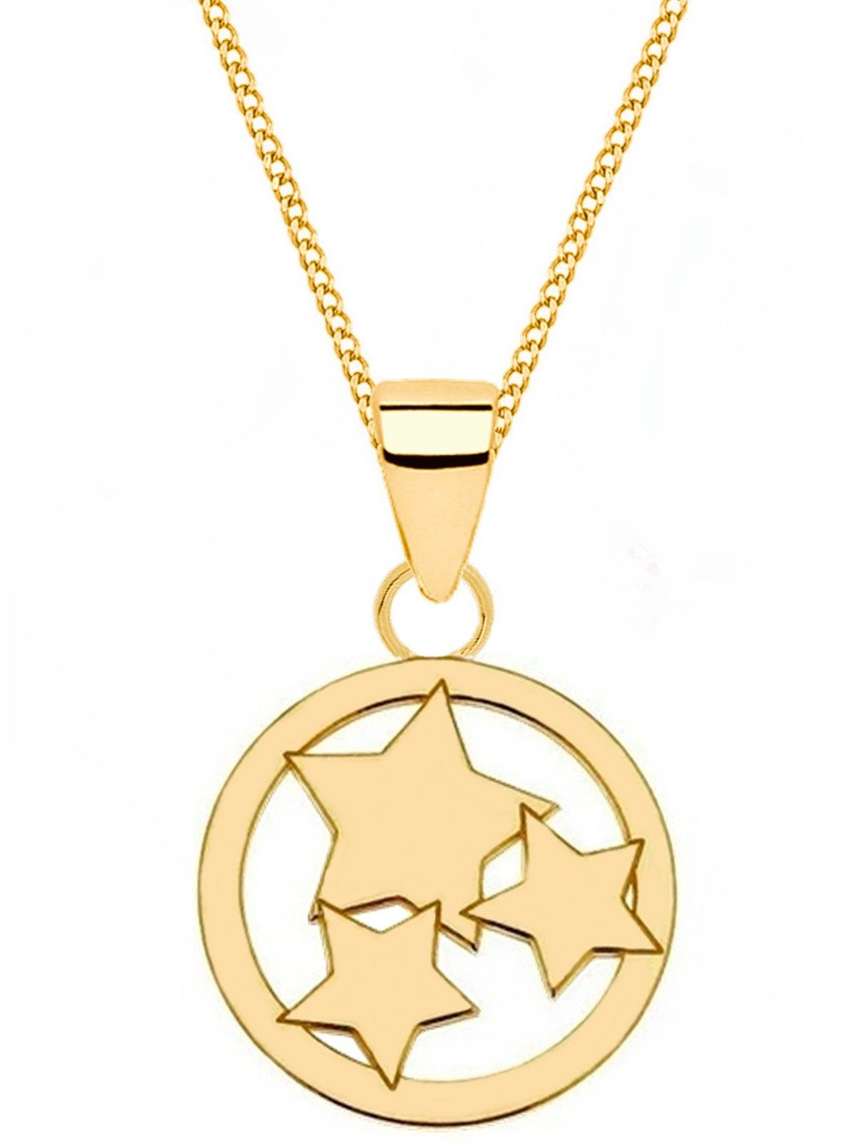 Goldene Hufeisen Kette mit Anhänger Sterne im Kreis Halskette in Gold – Himmlische Eleganz, 925 Sterling Silber (hypoallergen)