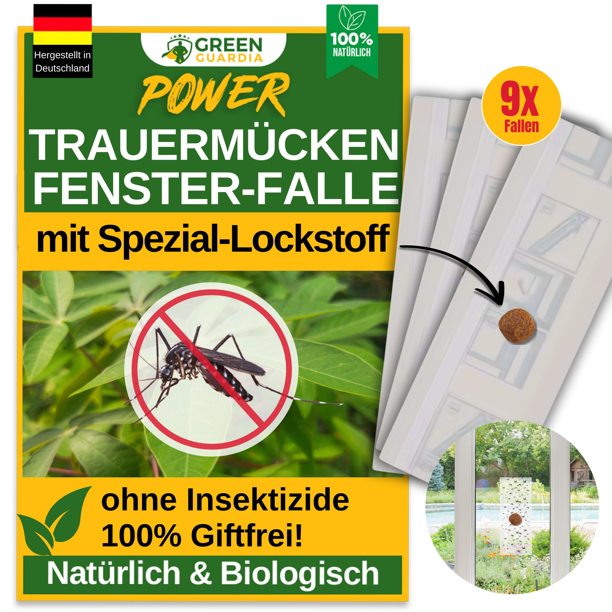 Insektenfalle Trauermücken Fenster-Falle mit Spezial-Lockstoff - insektizidfrei