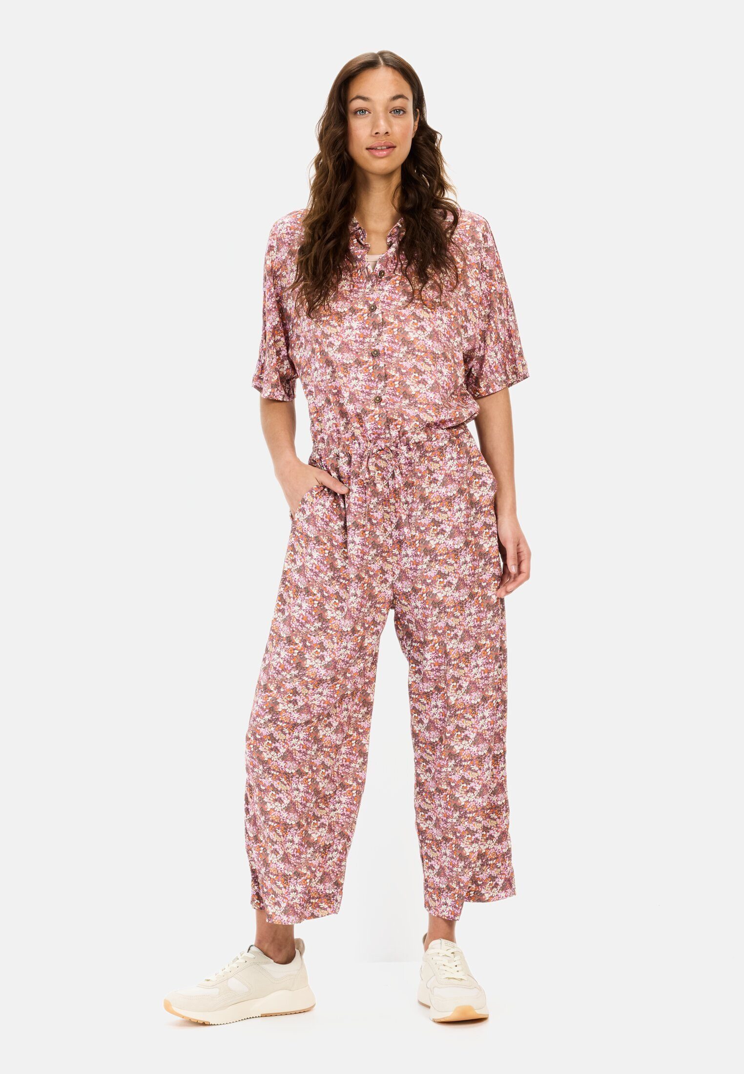 camel active Jumpsuit aus Viskose Kurzarm Hemdblusenkragen günstig online kaufen